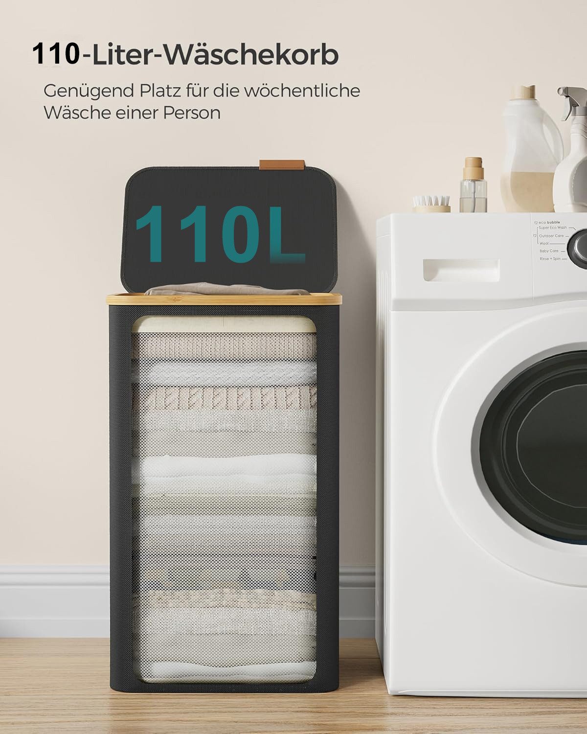 ibettertec Wäschekorb Wäschekorb mit Deckel 110L,1 günstig online kaufen