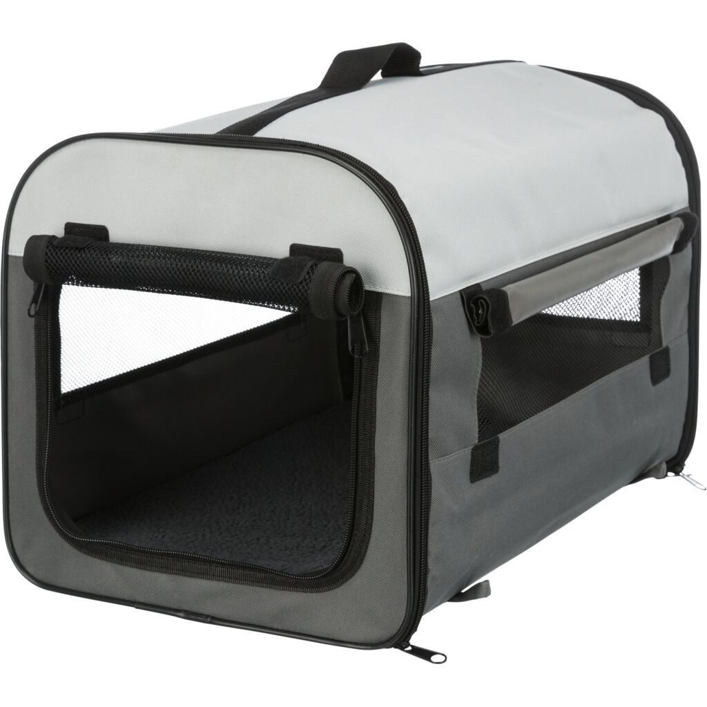 TRIXIE Hunde-Transportbox Hundebox Basic - dunkelgrau/hellgrau - 32 × 32 × 47 cm