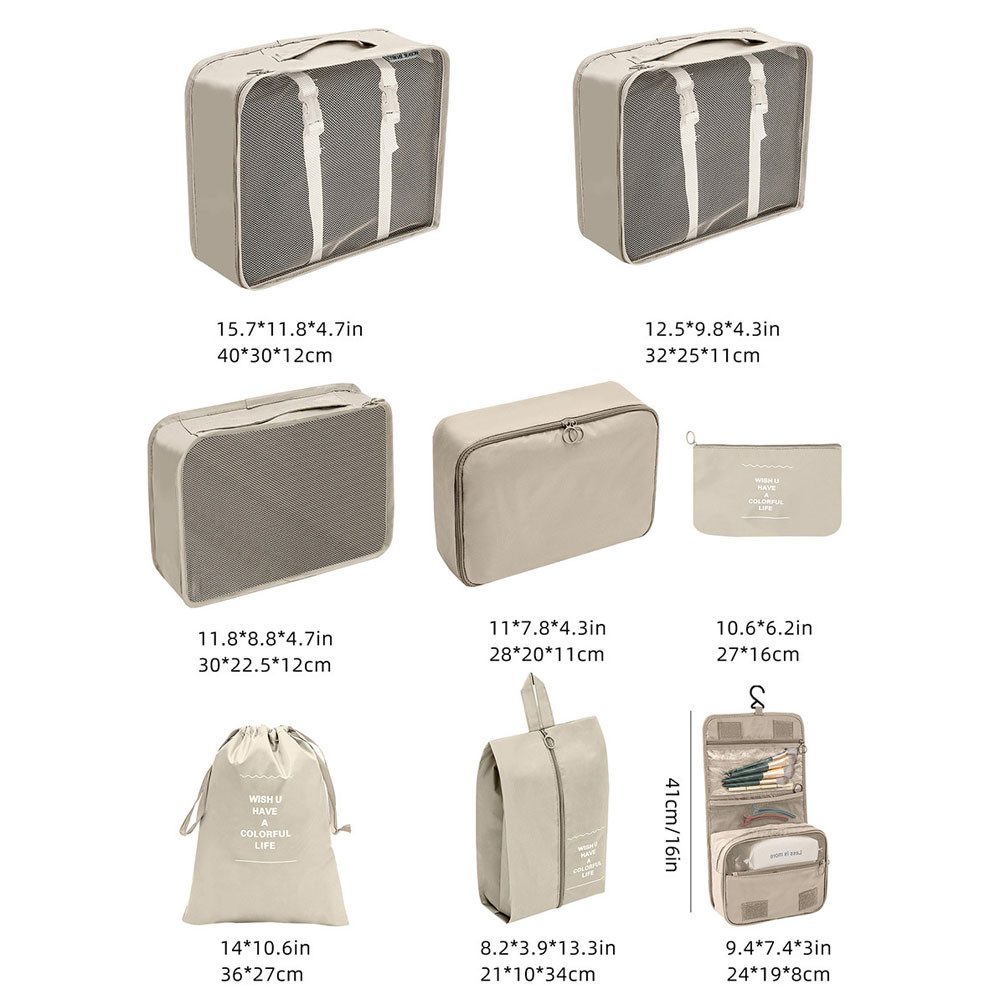 TUWENA Kofferorganizer Koffer Organizer Set 8-teiliges, Packing Cubes, Reise Kleidertaschen, Reise Essentials Organizer - Kosmetiktasche, Kleidertasche Schuhbeutel