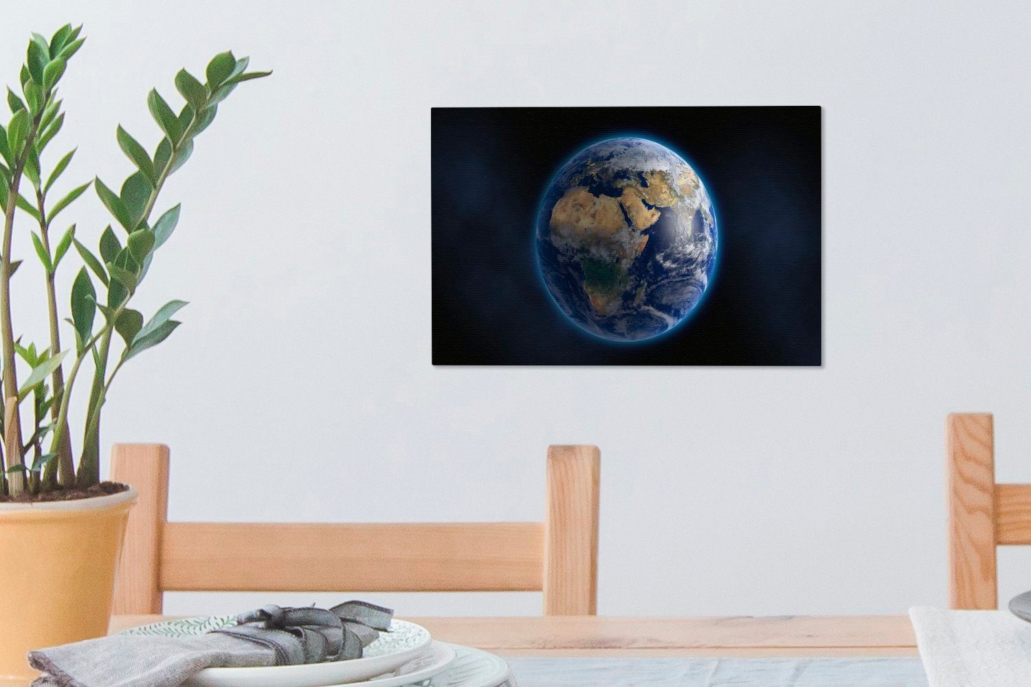 Erde 30x20 Aufhängefertig, Leinwandbilder, Planet, (1 Leinwandbild Wanddeko, - St), - Wandbild Weltraum cm OneMillionCanvasses®