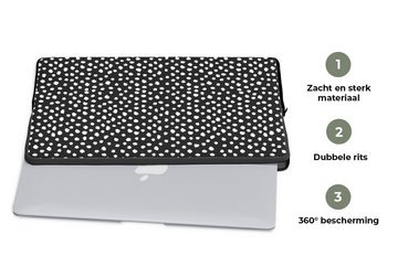 MuchoWow Laptop-Hülle Schwarz - Weiß - Muster - Polka dots 13.3 Zoll, Laptopsleeve, weiches Innenfutter zum Schutz Kratzern, Laptoptasche