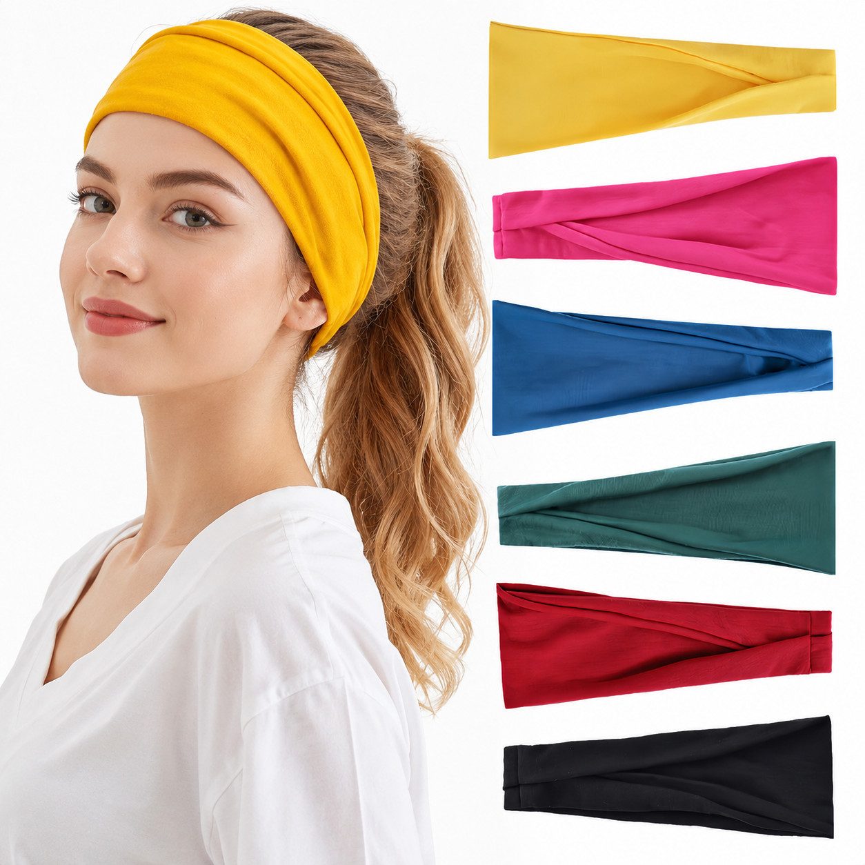 MOPUEA Stirnband Sportstirnband Haarbänder Sport Yoga Schweißband (Yoga-Sport-Stirnbänder für Damen, elastisch und rutschfest, 6-St) Antitranspirant-Haarbänder für Workout, Laufen und Fitness, 6 Stück