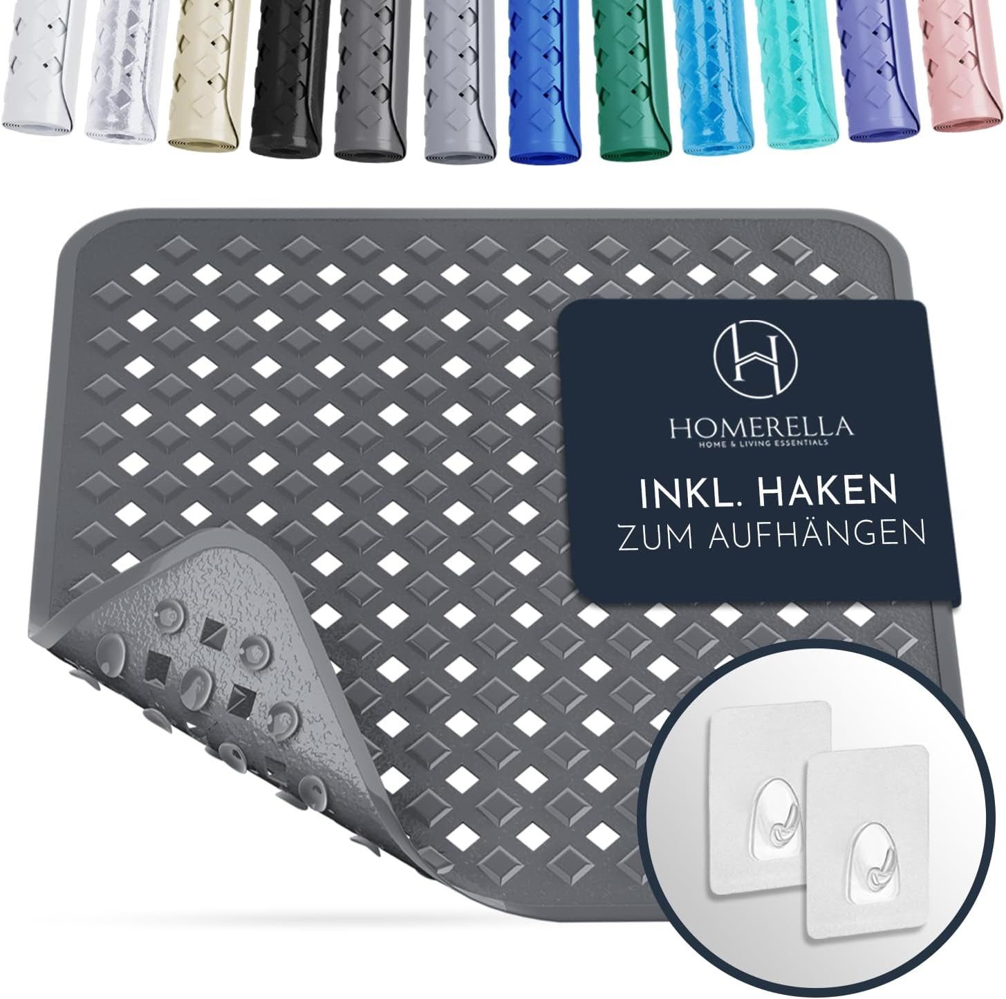 Homerella Duschmatte rutschfest - 100% BPA frei - Inkl. 2 Haken zum Aufhäng günstig online kaufen