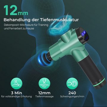 VSIUO Massagepistole, 6-8h, 2500mAh, 6 Massageköpfen 30 Geschwindigkeiten