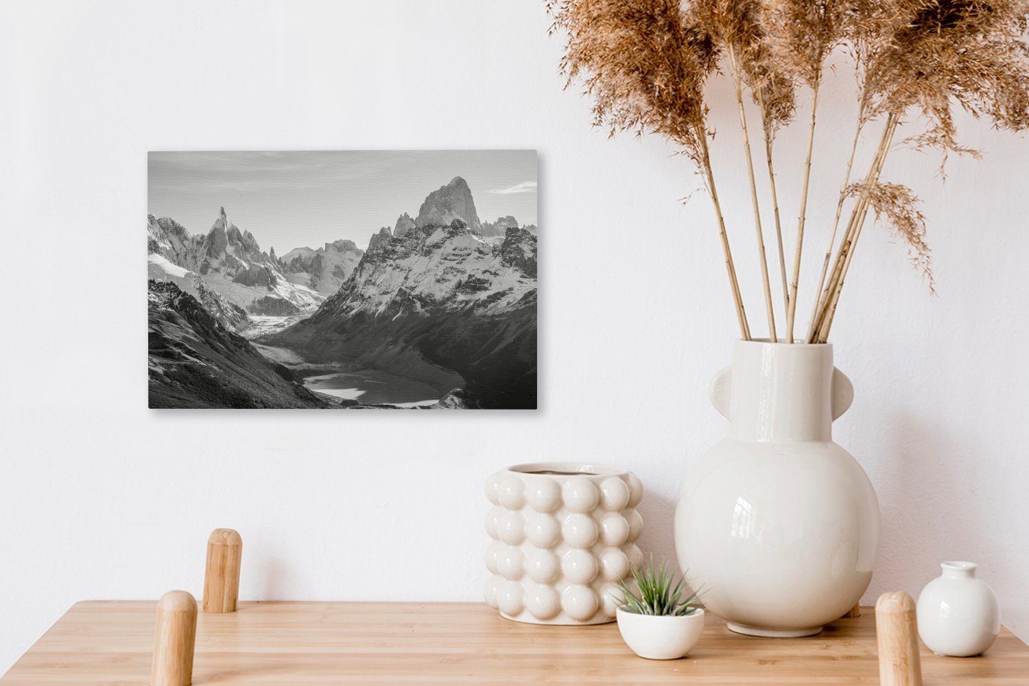 OneMillionCanvasses® Leinwandbild Eine schöne Cerro (1 Wanddeko, - Aufhängefertig, auf St), Wandbild Aussicht Fitzroy schwarz-weiß, 30x20 Leinwandbilder, cm den