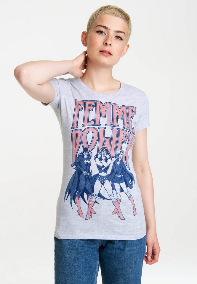 LOGOSHIRT T-Shirt Wonder Woman mit coolem Retro-Print, Aus hochwertiger,  weicher Baumwolle für tollen Komfort