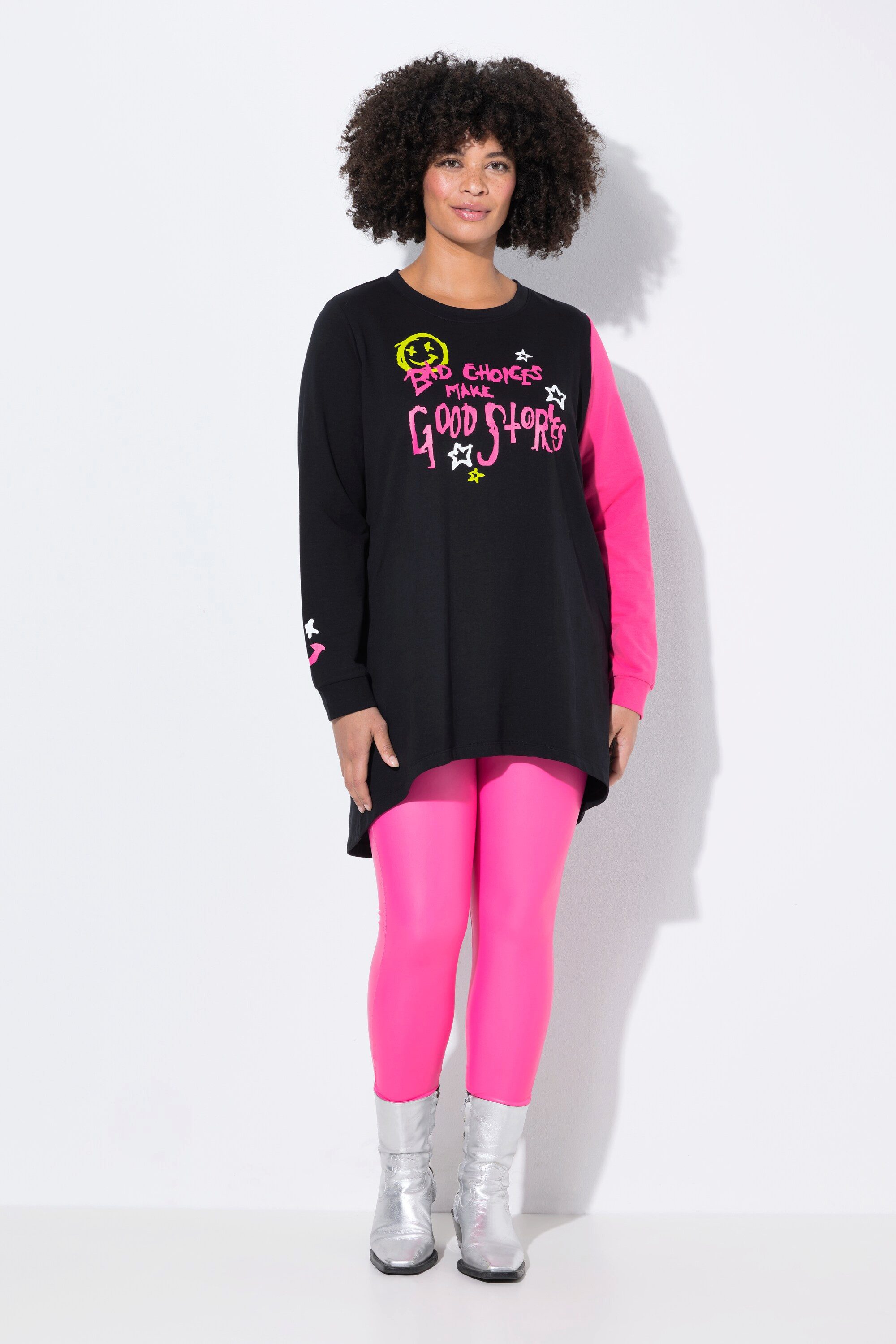 Angel of Style Sweatshirt Long-Sweatshirt Loose Fit 1 Ärmel in Pink günstig online kaufen