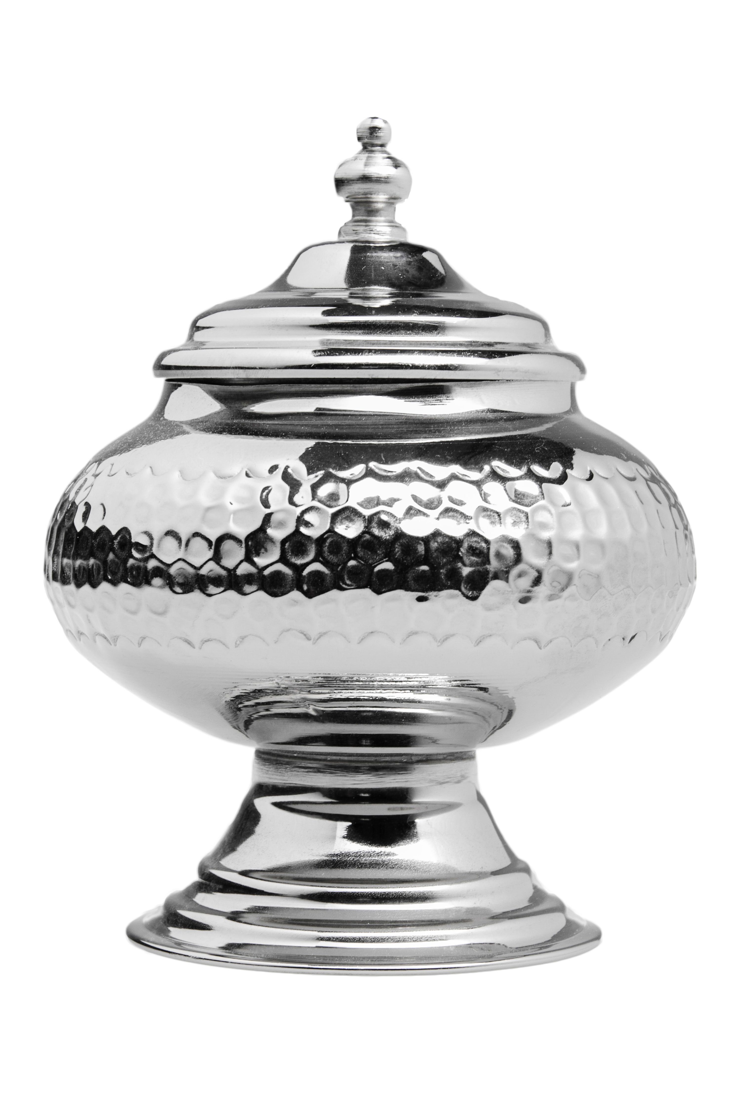 Marrakesch Orient & Mediterran Interior Zuckerdose Orientalische Zuckerdosen Dosen aus Messing in Silber Abdal 16cm, Handarbeit