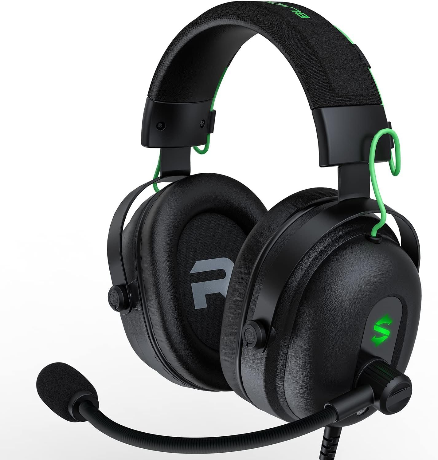 BS-X6 Gaming-Headset RGB-Beleuchtung. Tragekomfort., Sound) und mit Gaming-Headset Gaming-Headset klarem Shark Top-Mikrofon mit und (Kabelloses Hoher 7.1 Surround-Sound Black