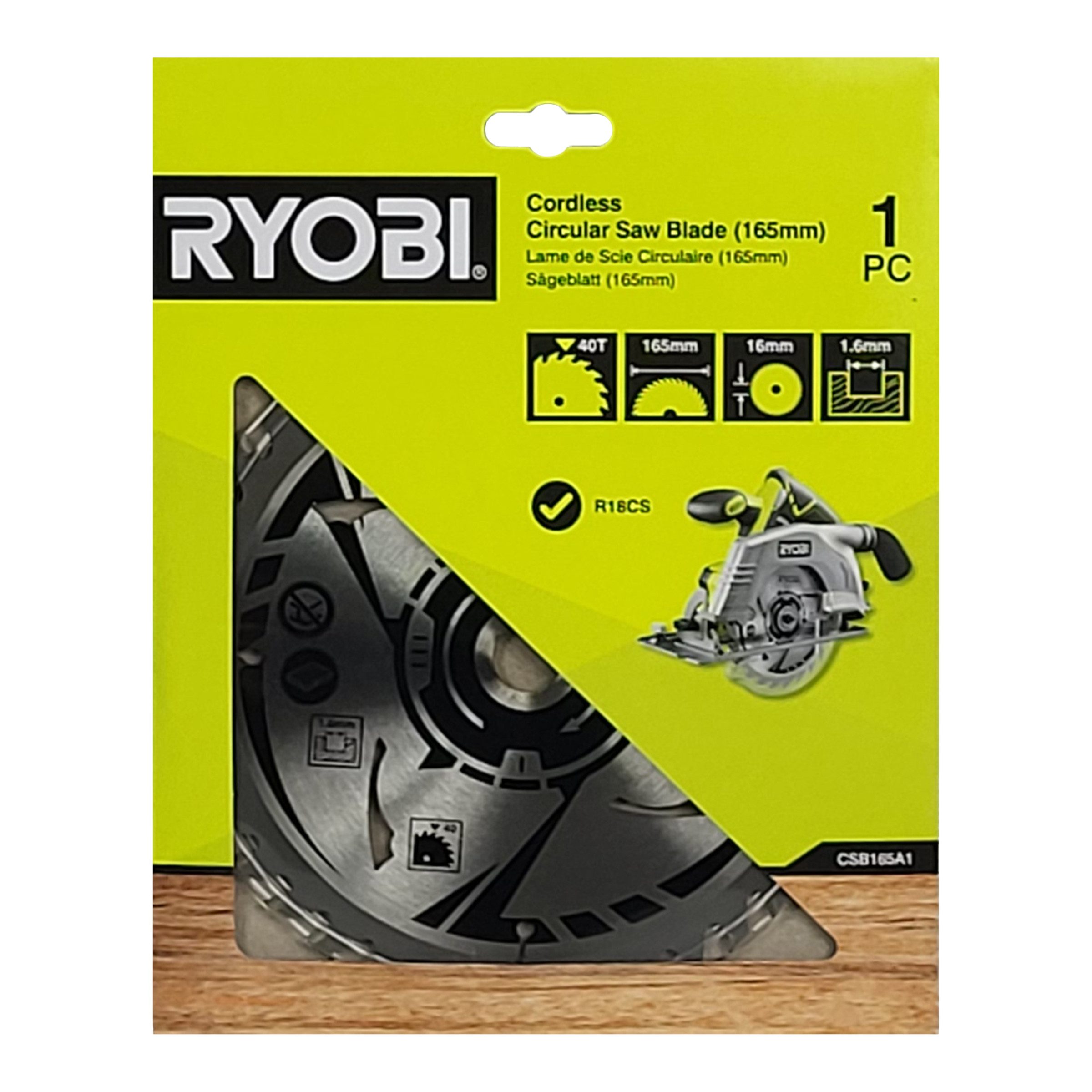 RYOBI Kreissägeblatt Ryobi CSB165A1 – Kreissägeblatt 165mm, 40 Zähne für Holz