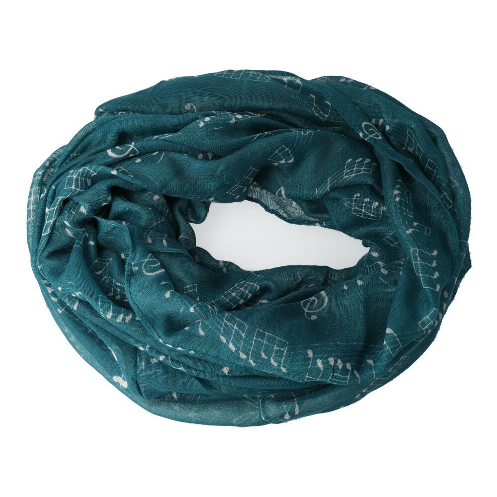 mugesh Schal Rund-Schal Notenzeile groß grün-weiß, für Musikerinnen und Musiker