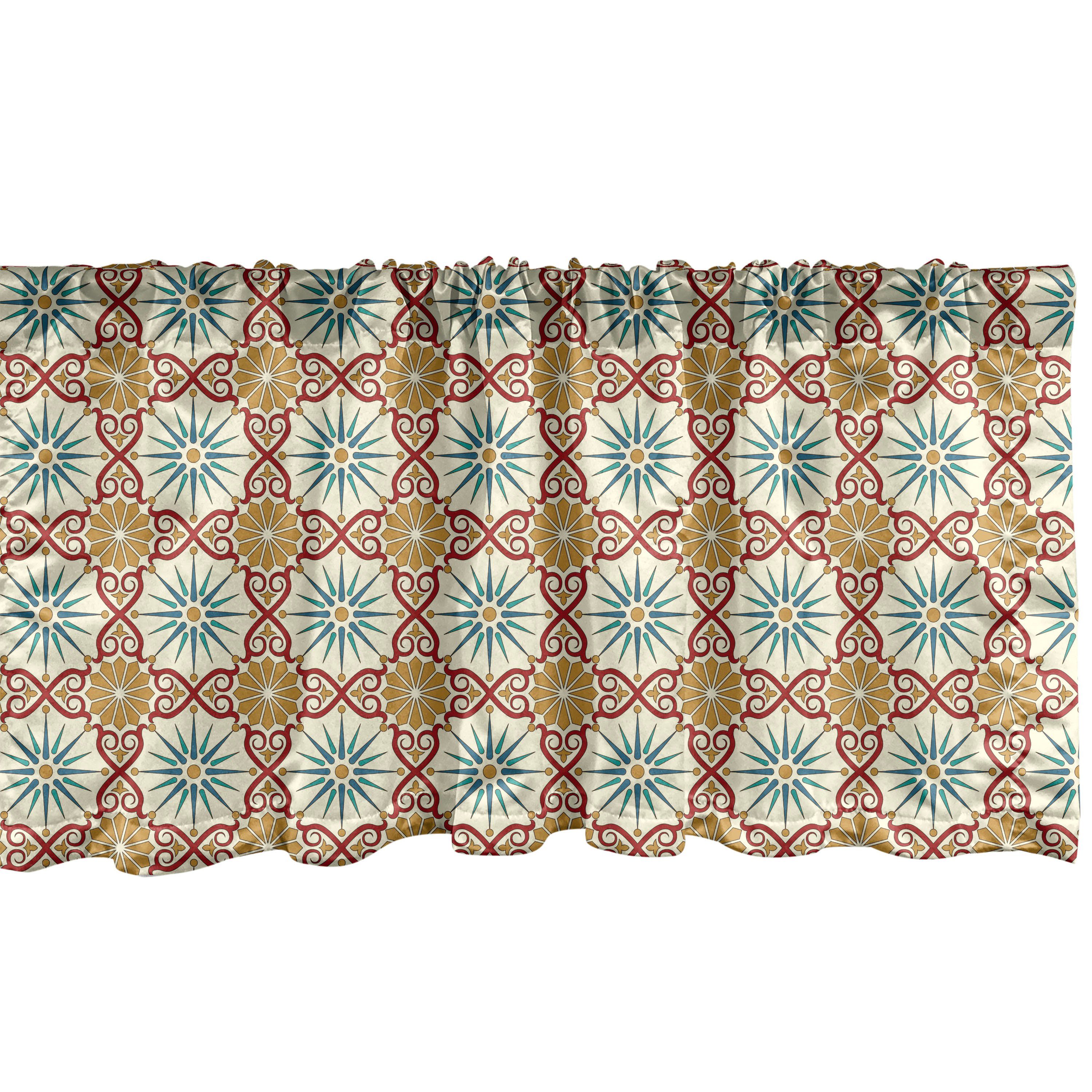 Scheibengardine Vorhang Volant für Küche Schlafzimmer Dekor mit Stangentasche, Abakuhaus, Microfaser, Klassisch geometrische Formen