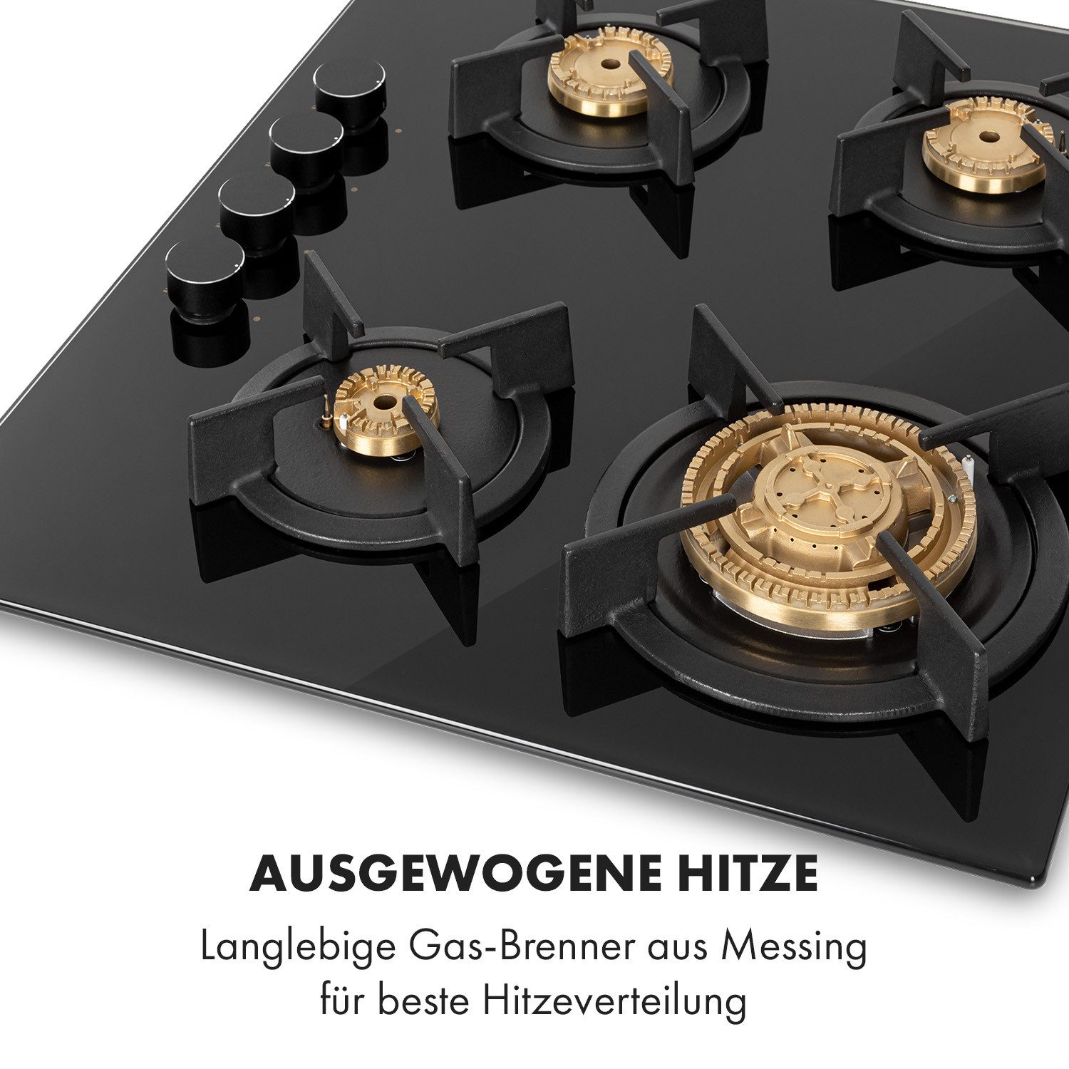 Klarstein Gas-Kochfeld Goldflame 4, Einbau Gas Kochfeld Gasherd 4 Platten Kochplatte Einbaukochfeld