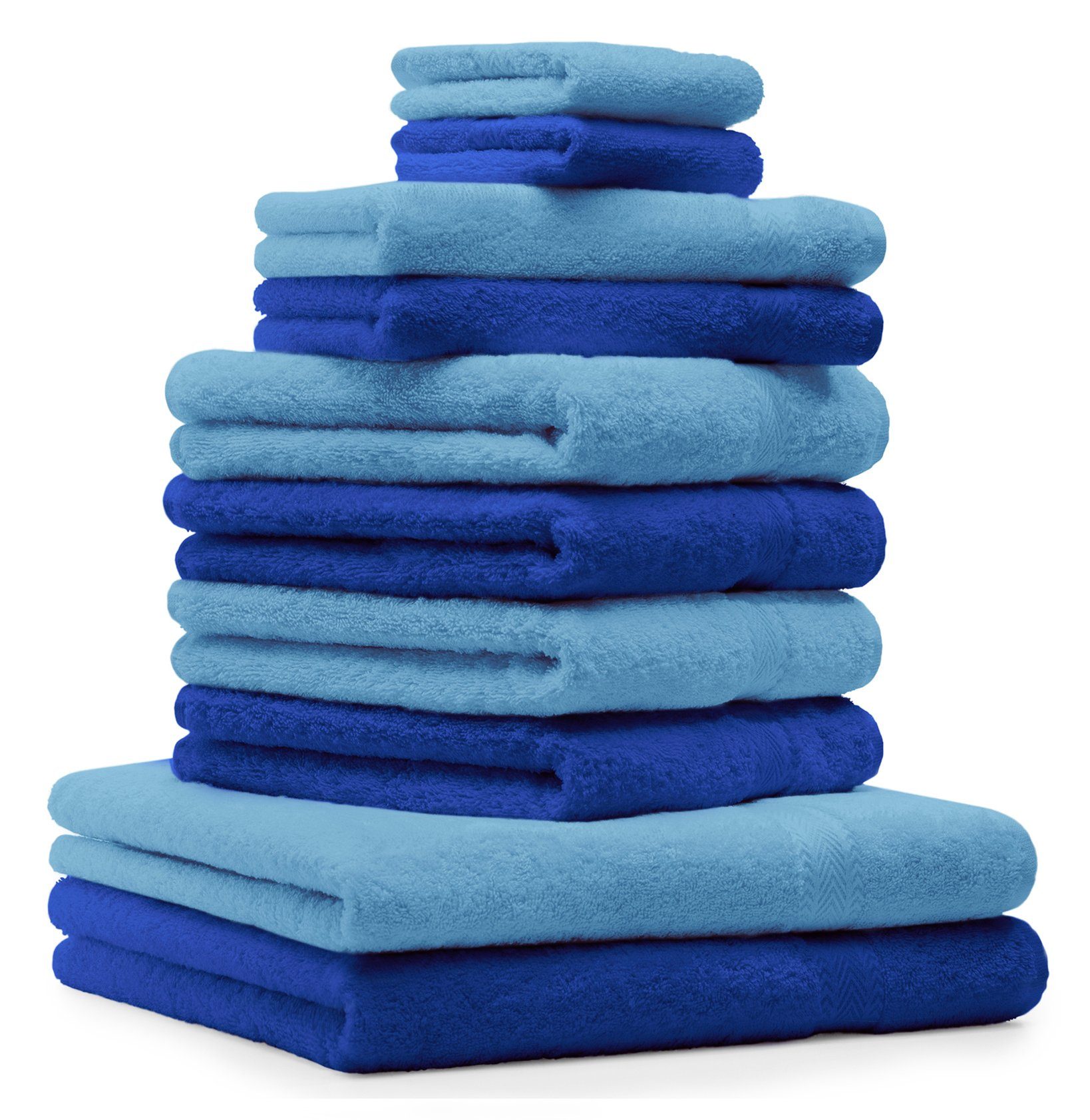 Baumwolle, Betz 10-TLG. 100% & Handtuch-Set Farbe Set (10-tlg) Premium Handtuch Hellblau, Royalblau