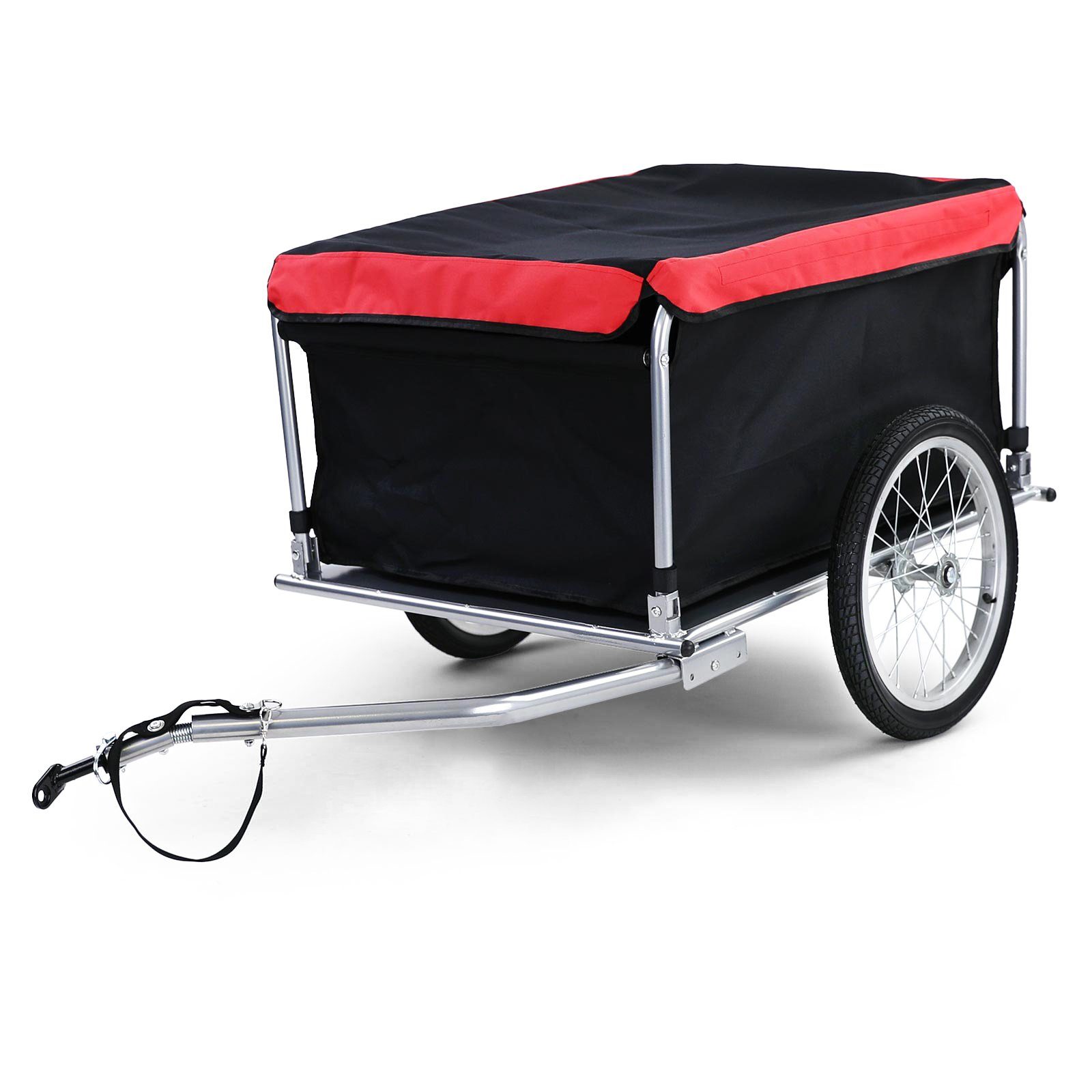 RAMROXX Fahrradlastenanhänger Fahrradanhänger Transportanhänger klappbar Rot Schwarz 65Kg