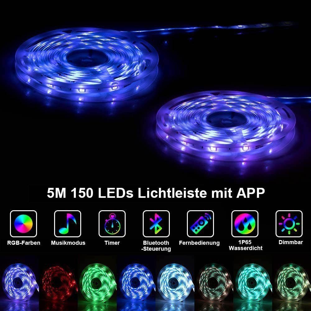 LED LED Lichter/M,RGB,APP LED Stripe LED- Lichtstreifen, Strip, Streifen, Lichterketten Dedom Steuerung,Fernbedienung, 18 Strip,Bluetooth,5M