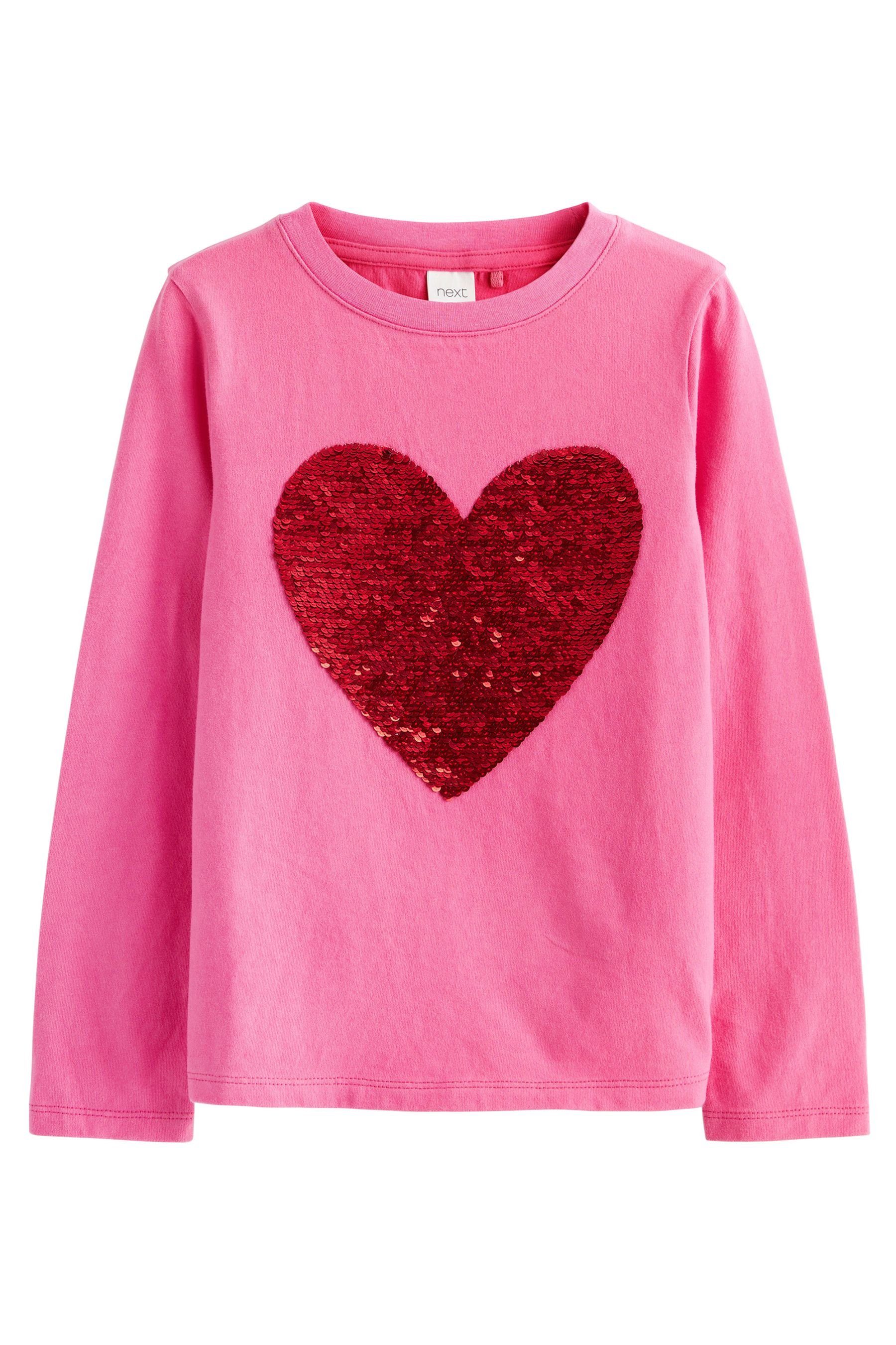Next Langarmshirt (1-tlg) Pink/Red Heart
