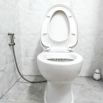 Praknu Bidetarmatur Bidet Set - WC Brause für Intimdusche (Set) Handbrause, Schlauch, Halter rostfreier Edelstahl - inkl. 2 Dichtungen