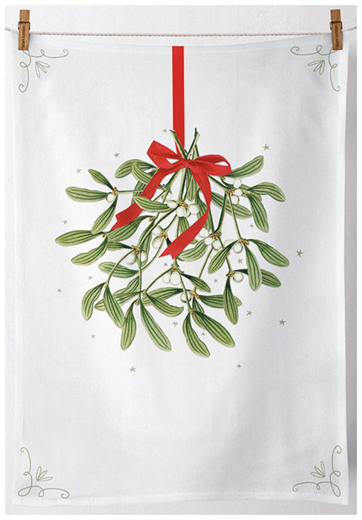 Ambiente® Geschirrtuch Mistletoe with bow, (1-tlg., 1-teilig), Geschirrtüch günstig online kaufen