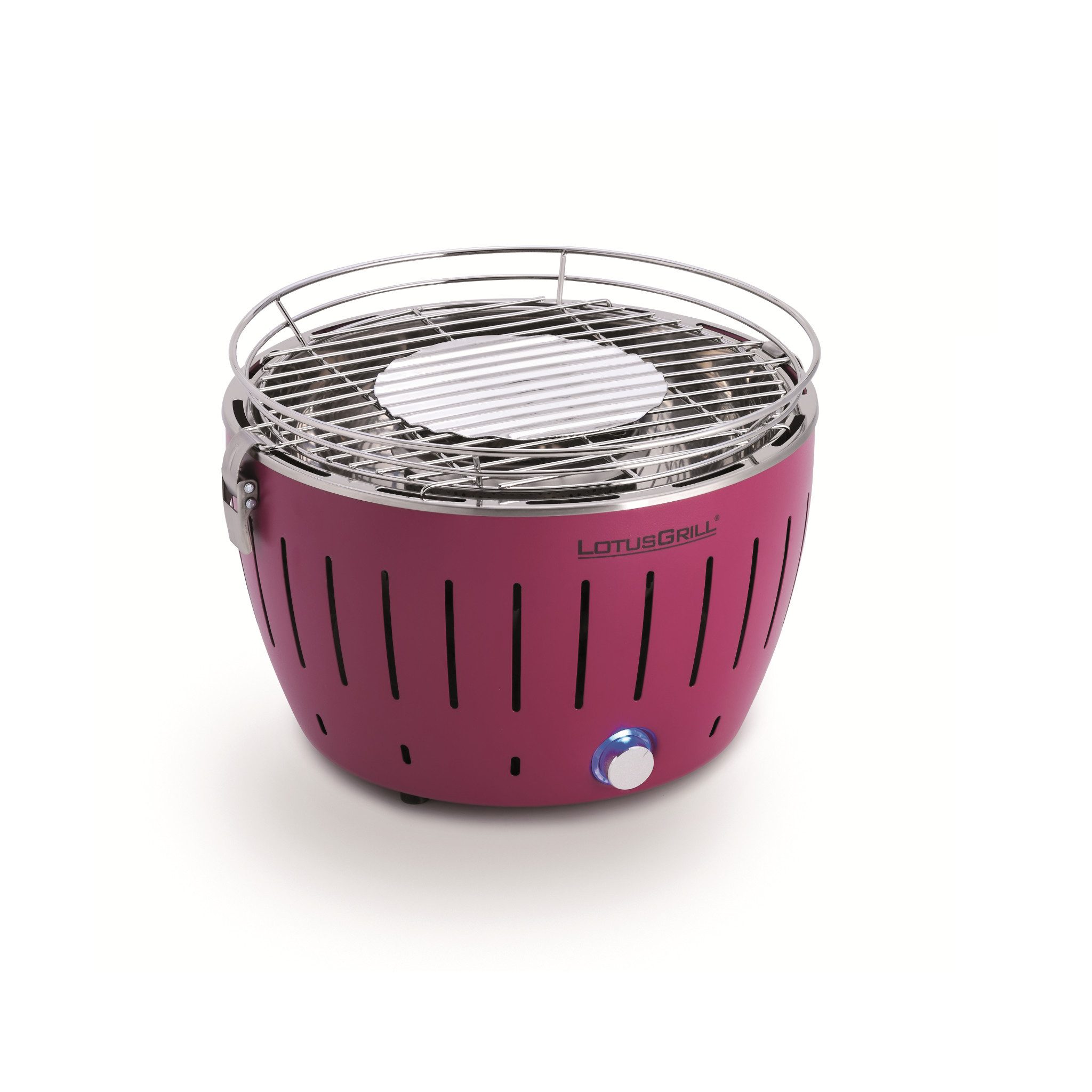 LotusGrill Holzkohlegrill LotusGrill S Small G280 Pflaumenlila Holzkohle Tischgrill USB-Anschluß