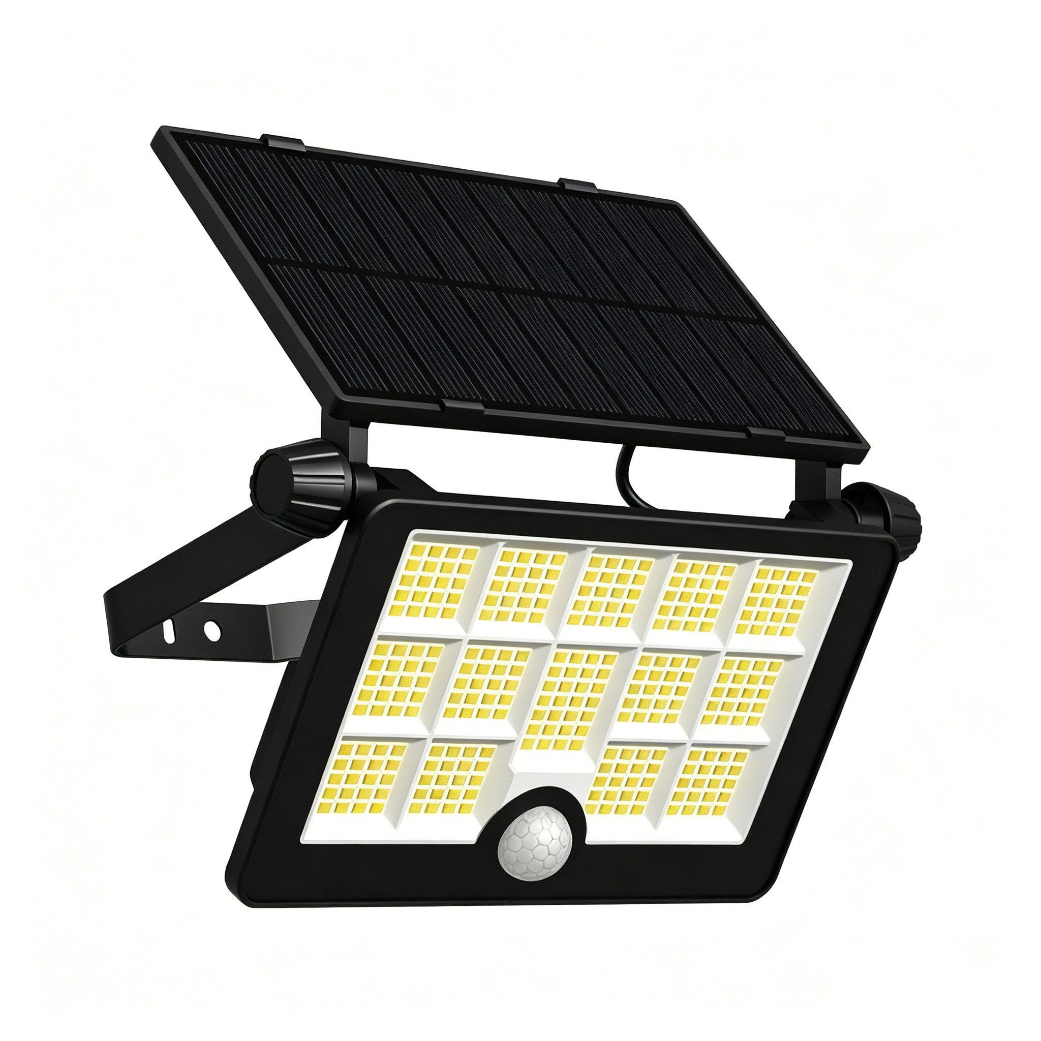 Fyrove LED Solarleuchte Außen-Wandleuchte LED Solarlampe Solar Strahler mit Bewegungsmelder, LED fest integriert, 232 LEDs Drehbar Solarleuchte, IP65 Wasserdicht Solar Garten Fluter