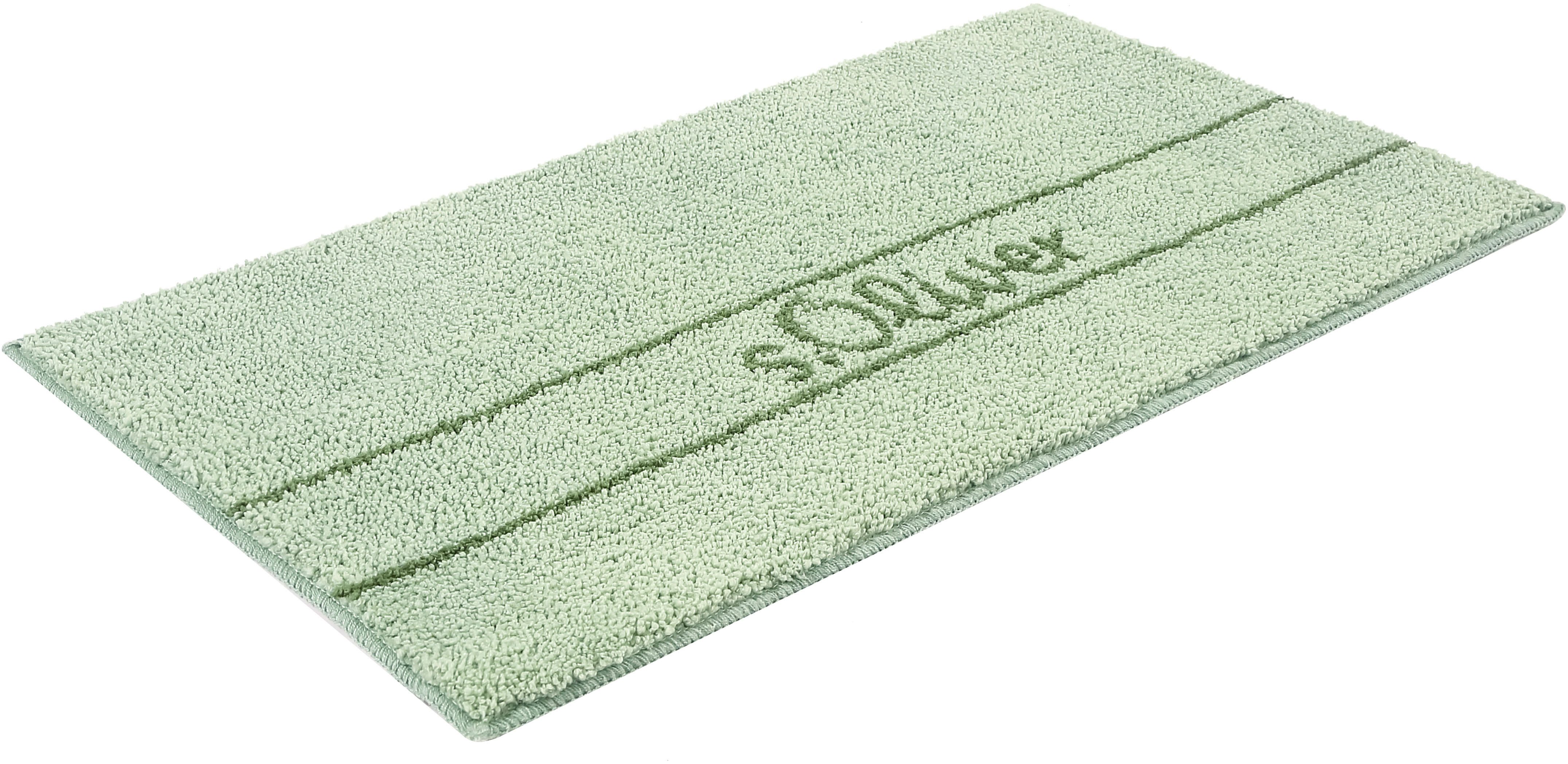 s.Oliver Badematte Allie, Badvorleger, Badezimmer Teppich, Duschvorleger, Höhe 10 mm, rutschhemmend beschichtet, schnell trocknend, strapazierfähig, Polyester, rechteckig, Badteppich, weiche Haptik, unifarben mit s.Oliver Schriftzug