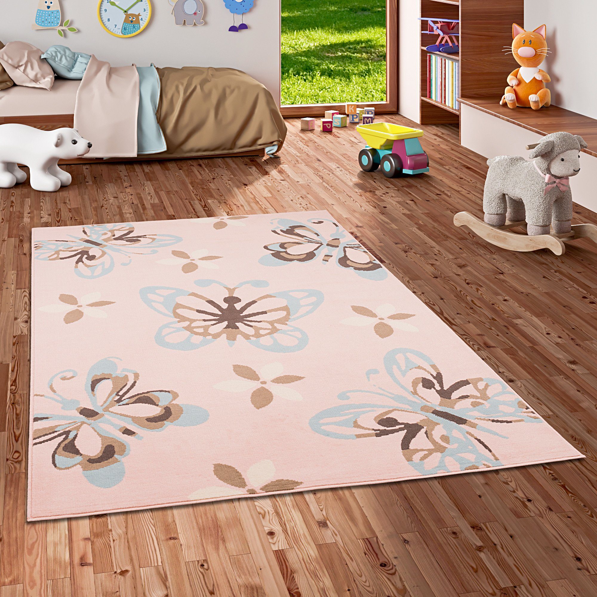 Kinderteppich Kinderteppich Trendline Schmetterling Pastell, Pergamon,  Rechteckig, Höhe: 8 mm, Herstellung: Maschinengewebt