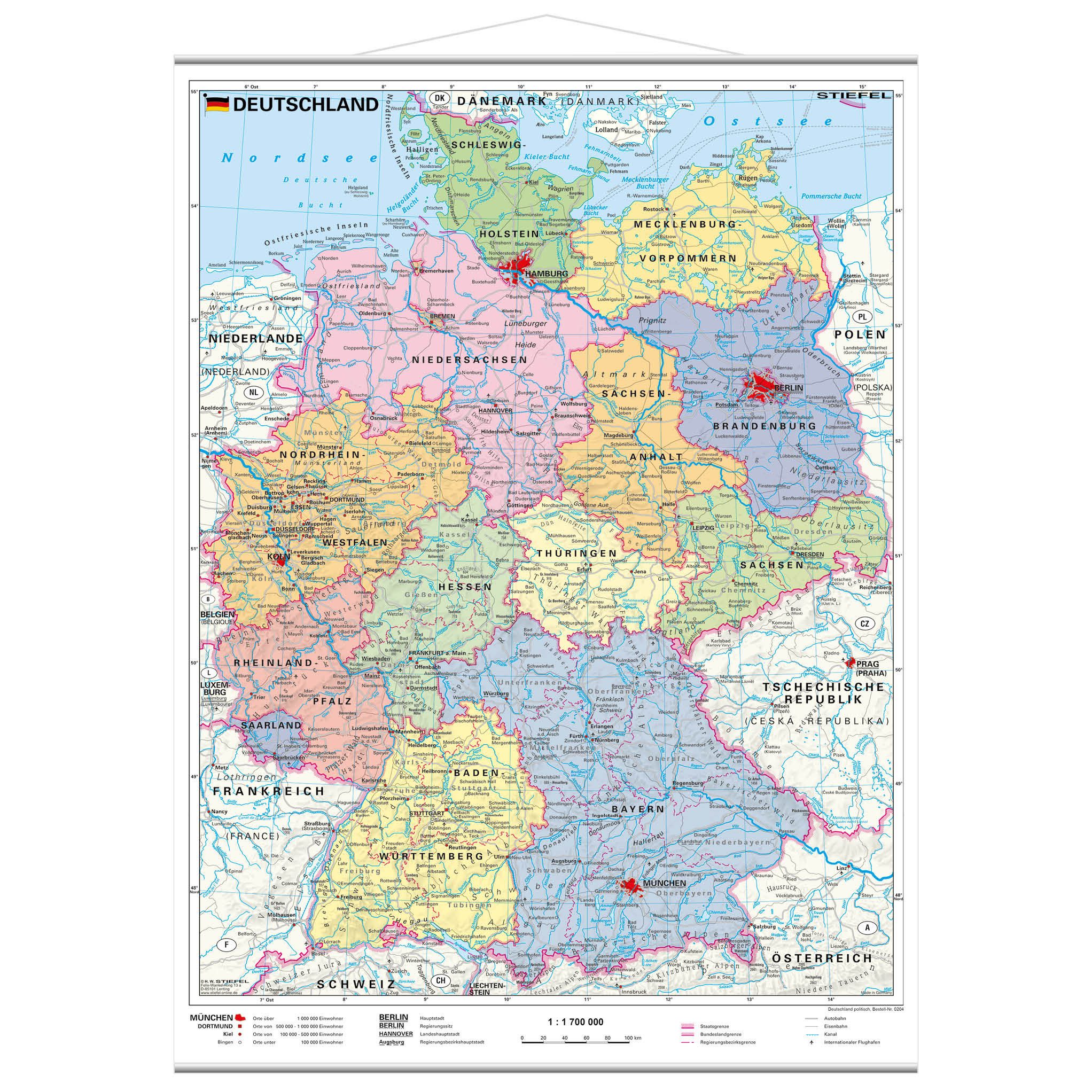 STIEFEL Poster Deutschland politisch mit Metallbeleistung, günstig online kaufen