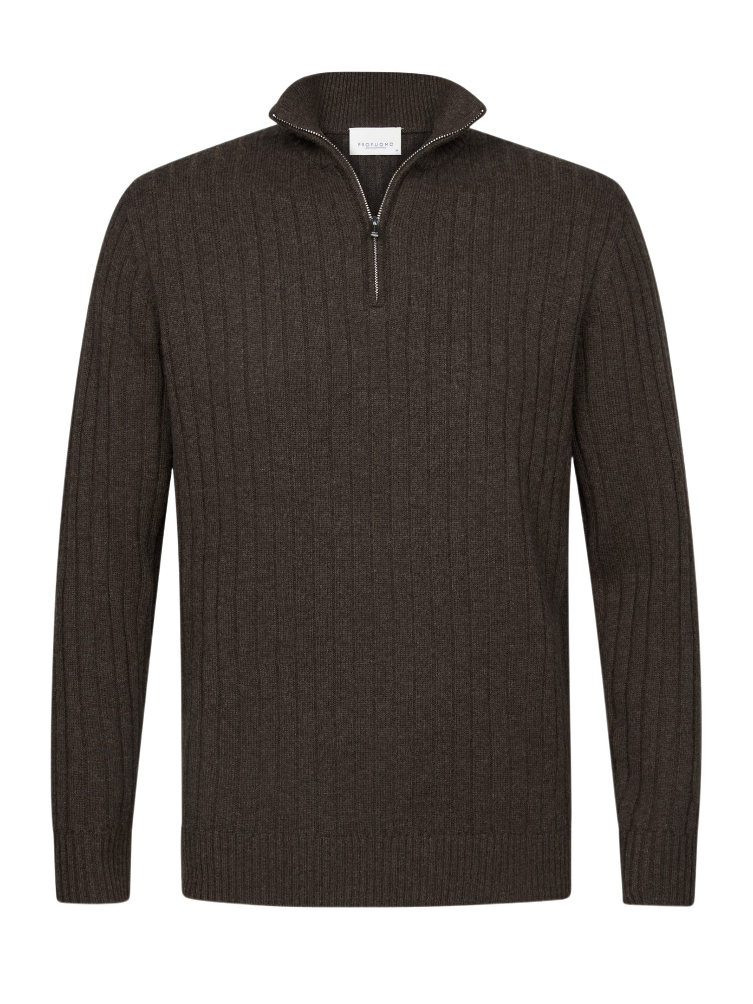 Profuomo Troyer braun,Casual,Wolle,Meliert,Troyer-Kragen,Lang,Regular Fit
