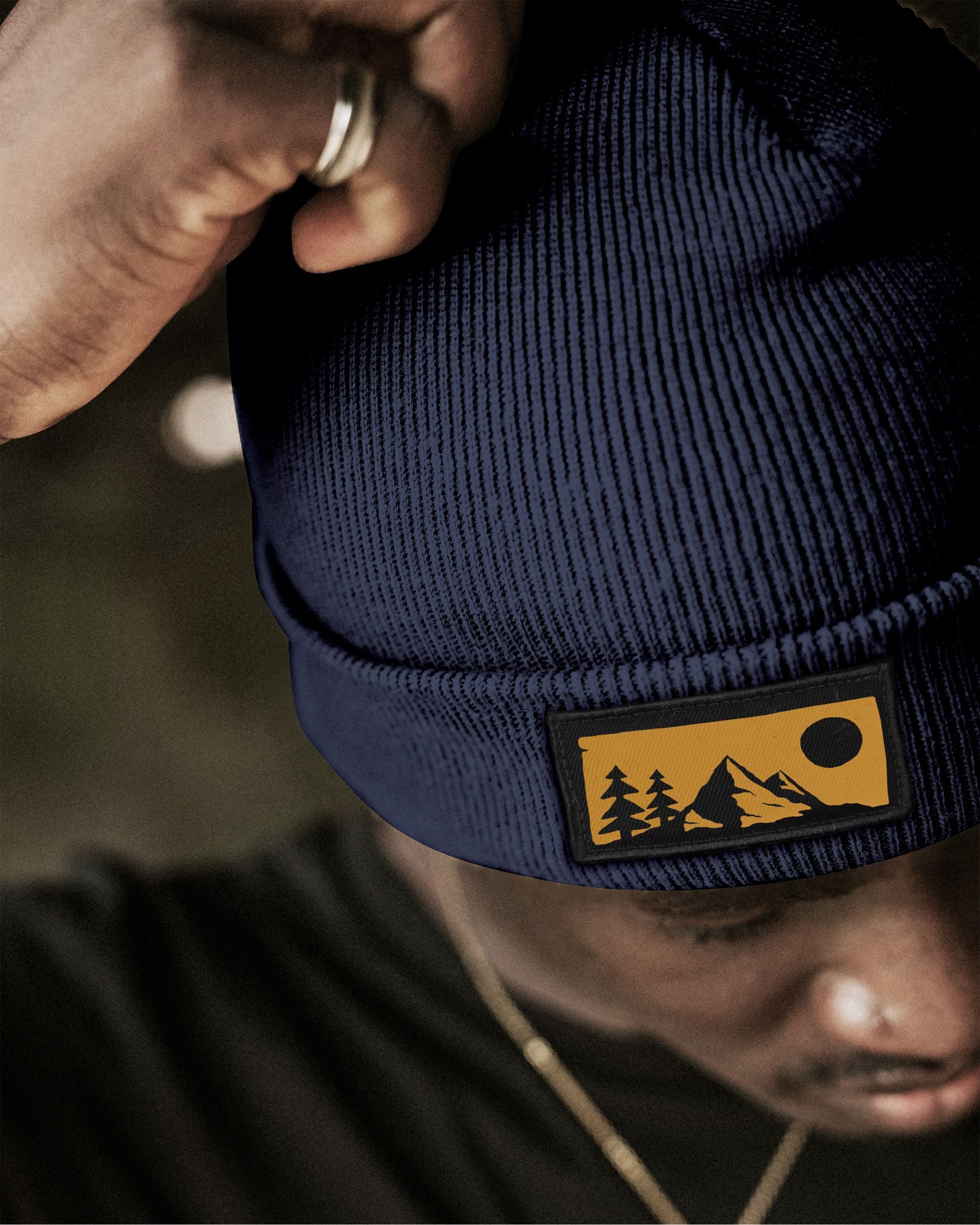 Neverless Strickmütze Herren Wintermütze Naturmotiv Beanie mit Patch Aufdru günstig online kaufen