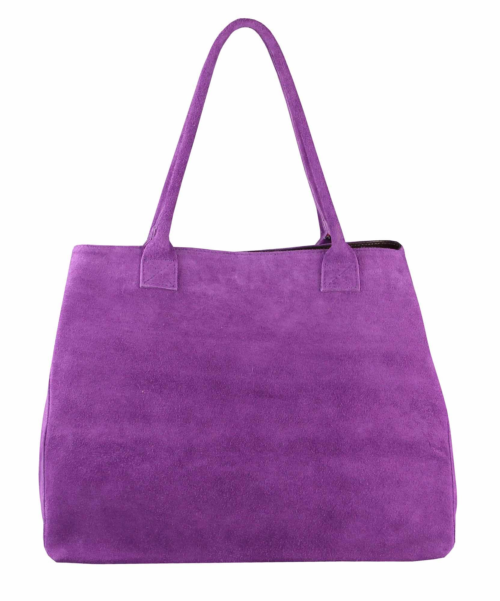 Shopper Made in Italy XL Damen Leder Tasche Schultertasche Tote Bag Wildleder