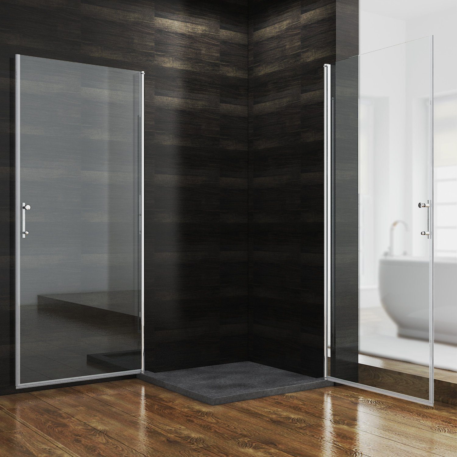 SONNI Eckdusche Pendeltür Dusche, Eckeinstieg, Duschkabine, 70-90cm x 70-90cm, BxT: 70x70 cm, mit NANO Beschichtung