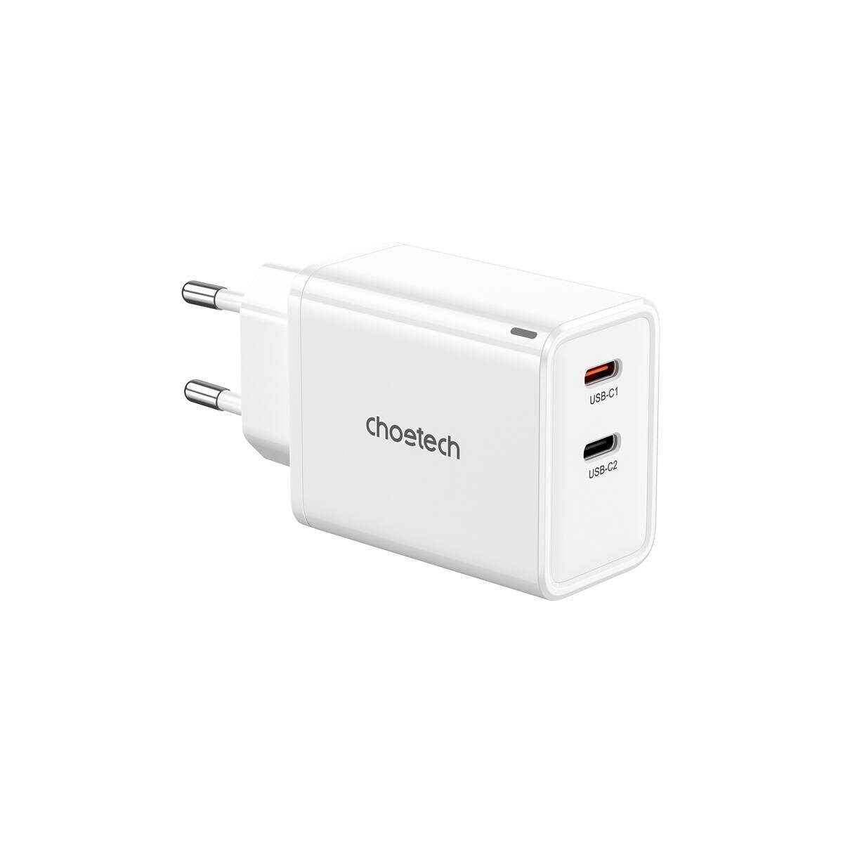 Choetech Choetech, GaN, 2x USB-C, PD65W Netzwerkladegerät (weiß) Smartphone-Kabel