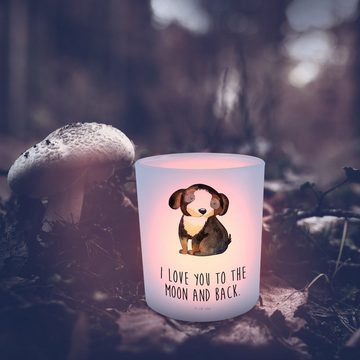 Mr. & Mrs. Panda Windlicht Hund Entspannen - Transparent - Geschenk, Hundespruch, Sprüche, Kerze (1 St), Gemütlich