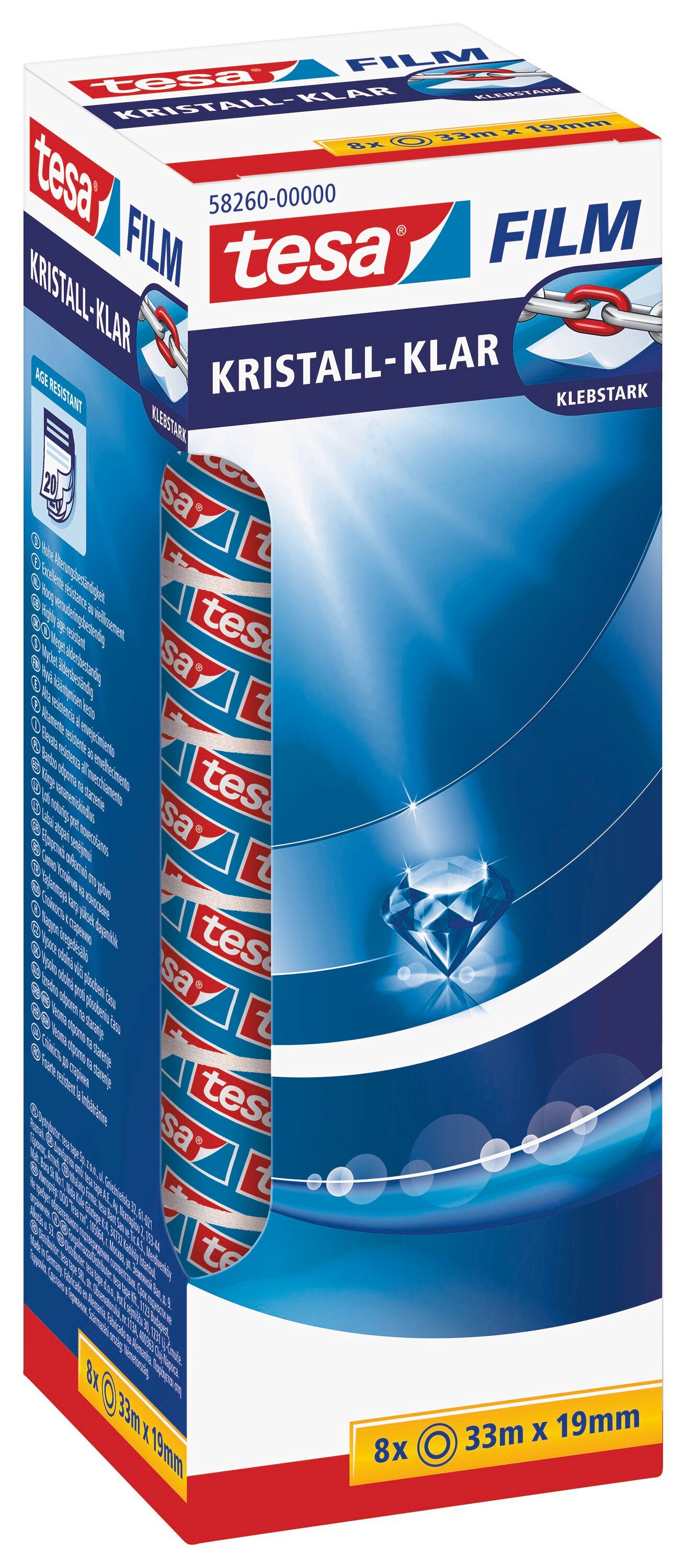 tesa Klebeband (Set, 8-St., 8 Rollen tesafilm® crystal-clear, 33 m x 19 mm)