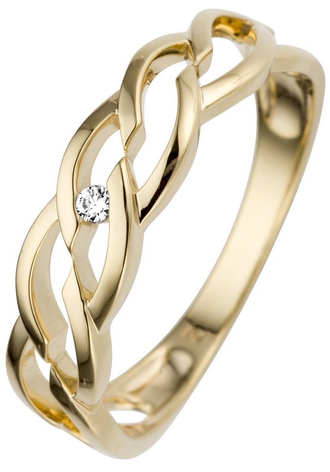 JOBO Fingerring, 585 Gold mit Diamant, Juwelierqualität der Marke JOBO