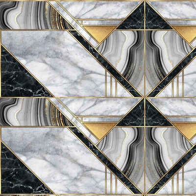wandmotiv24 Fototapete Marmor Mosaik Fliese gold, strukturiert, Wandtapete, Motivtapete, matt, Vinyltapete, selbstklebend