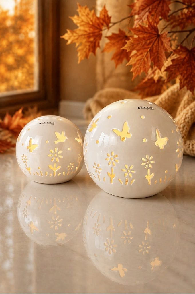 TIZIANO - DESIGN & EMOTIONS Dekofigur Lichtkugel Polline LED große Größen creme-weiß