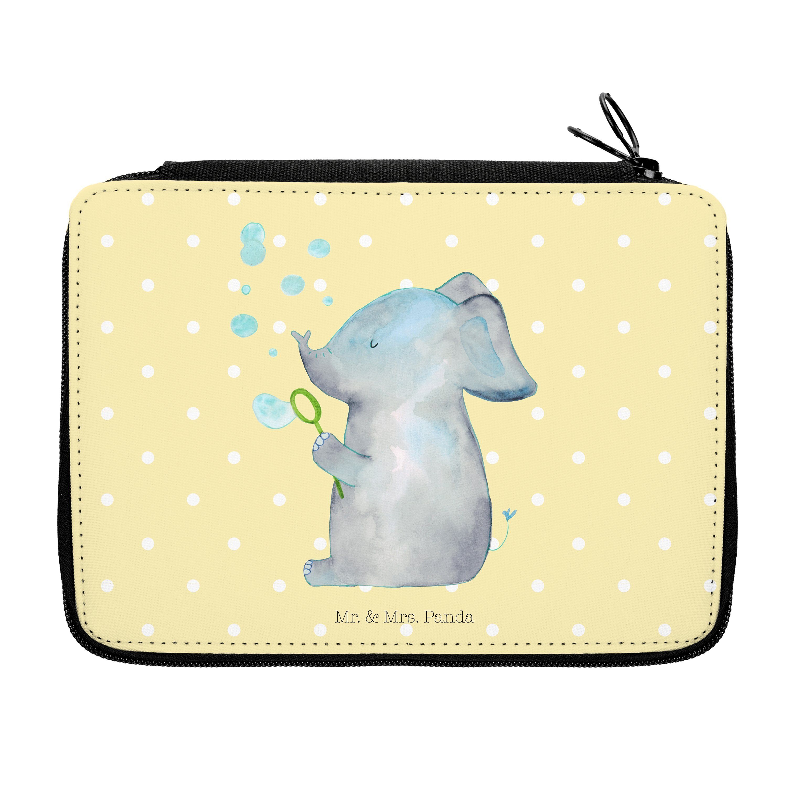 Pastell Elefant Mrs. & - Seifenblasen Gelb Federmapp, Federmäppchen Geschenk, Dickhäuter, (1-tlg) Mr. Panda -
