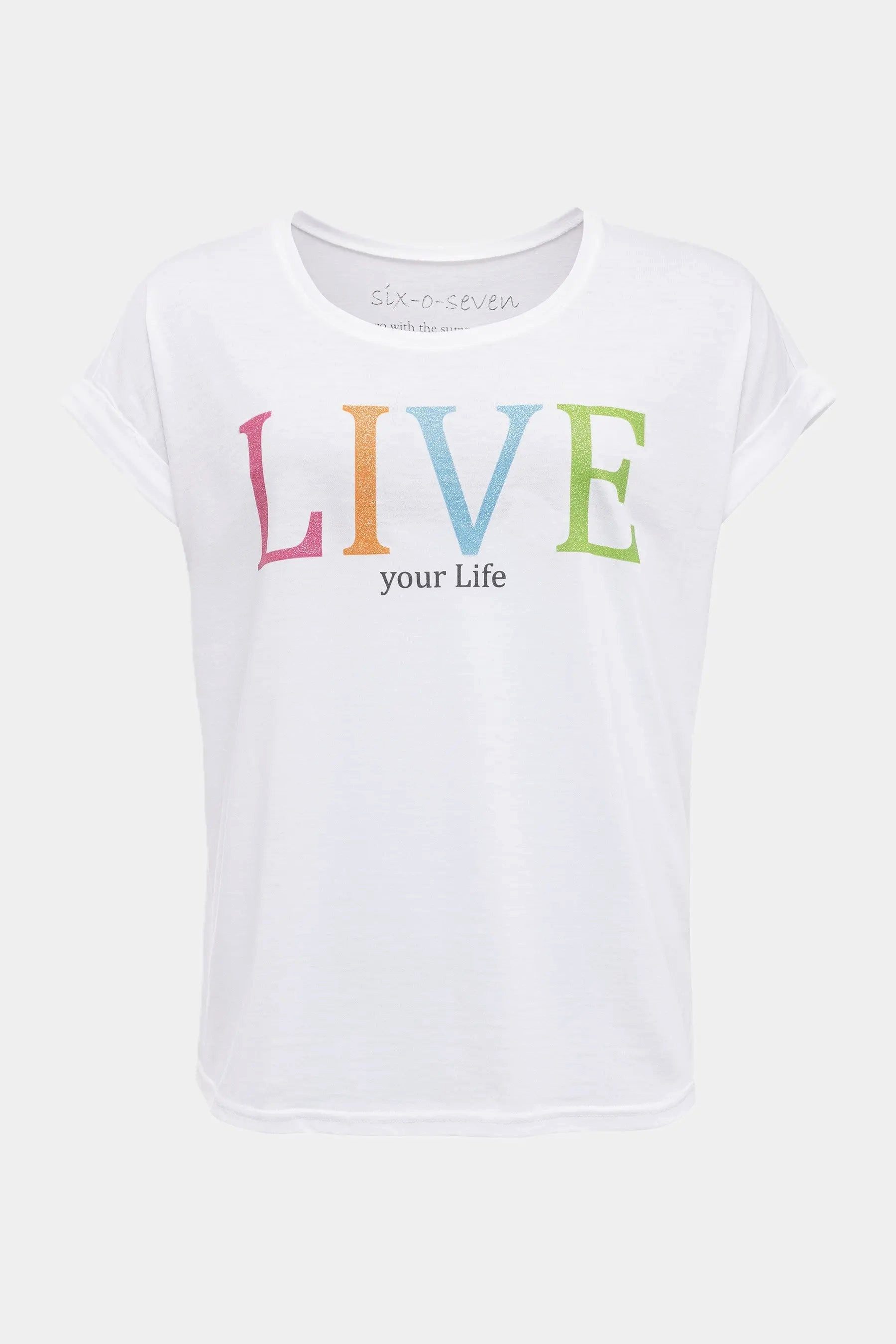 six-o-seven T-Shirt Six-o-Seven T-Shirt mit "Live"-Print WHITE