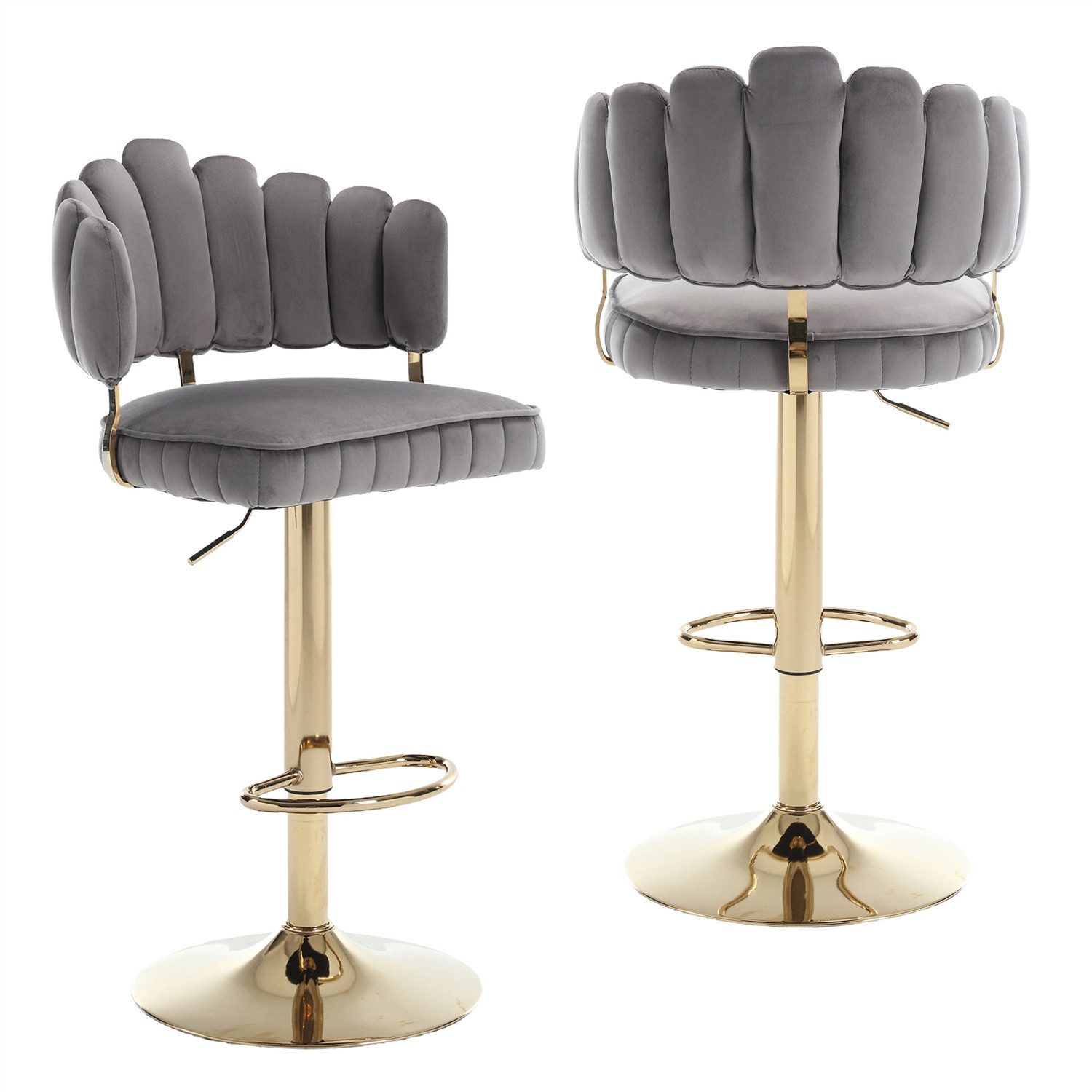 Barhocker Luxus Samt 2er Set Designer Barstühle