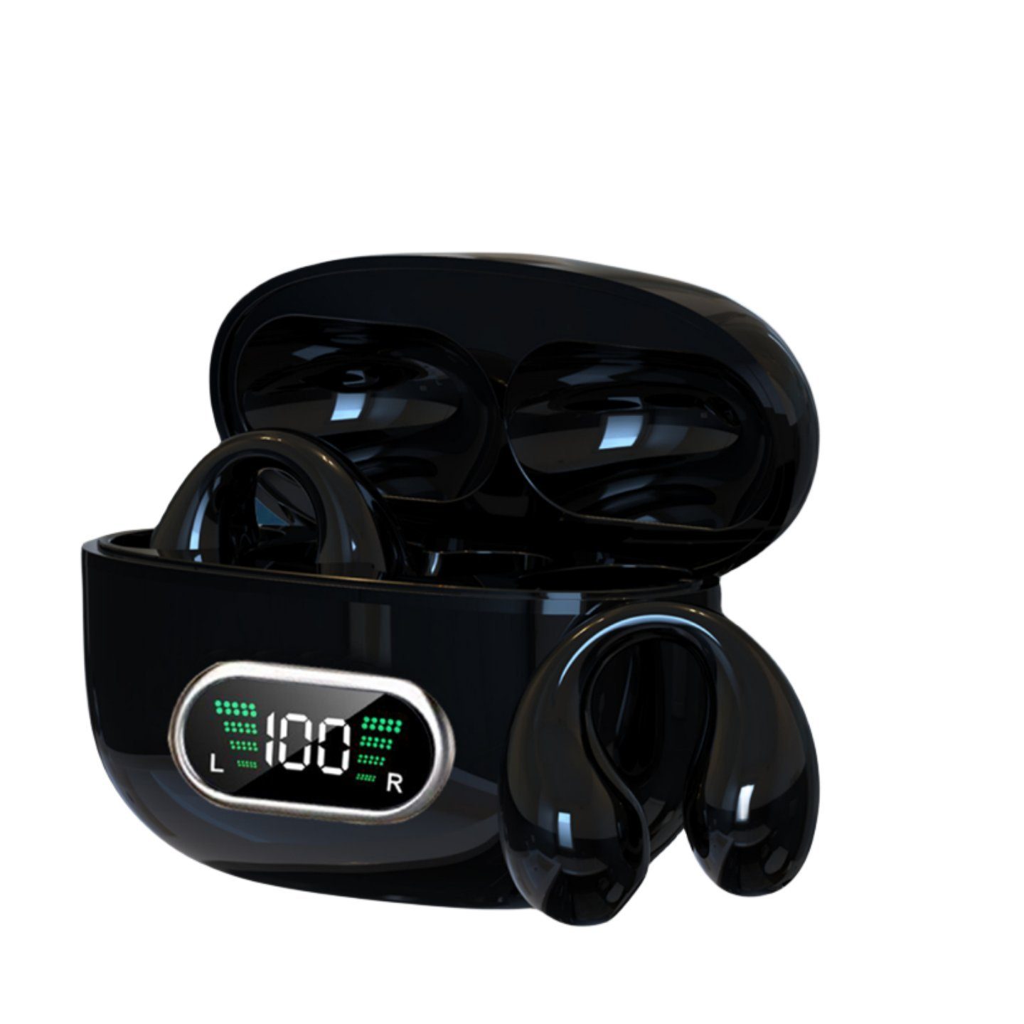 schmerzloses Bluetooth-Headset-Ohrclip mit Schwarz intelligentes Digitaldisplay + Tragen v5.3 (Bluetooth Kopfhörer Ohrclips) selected carefully Rauschunterdrückungsfunktion + des