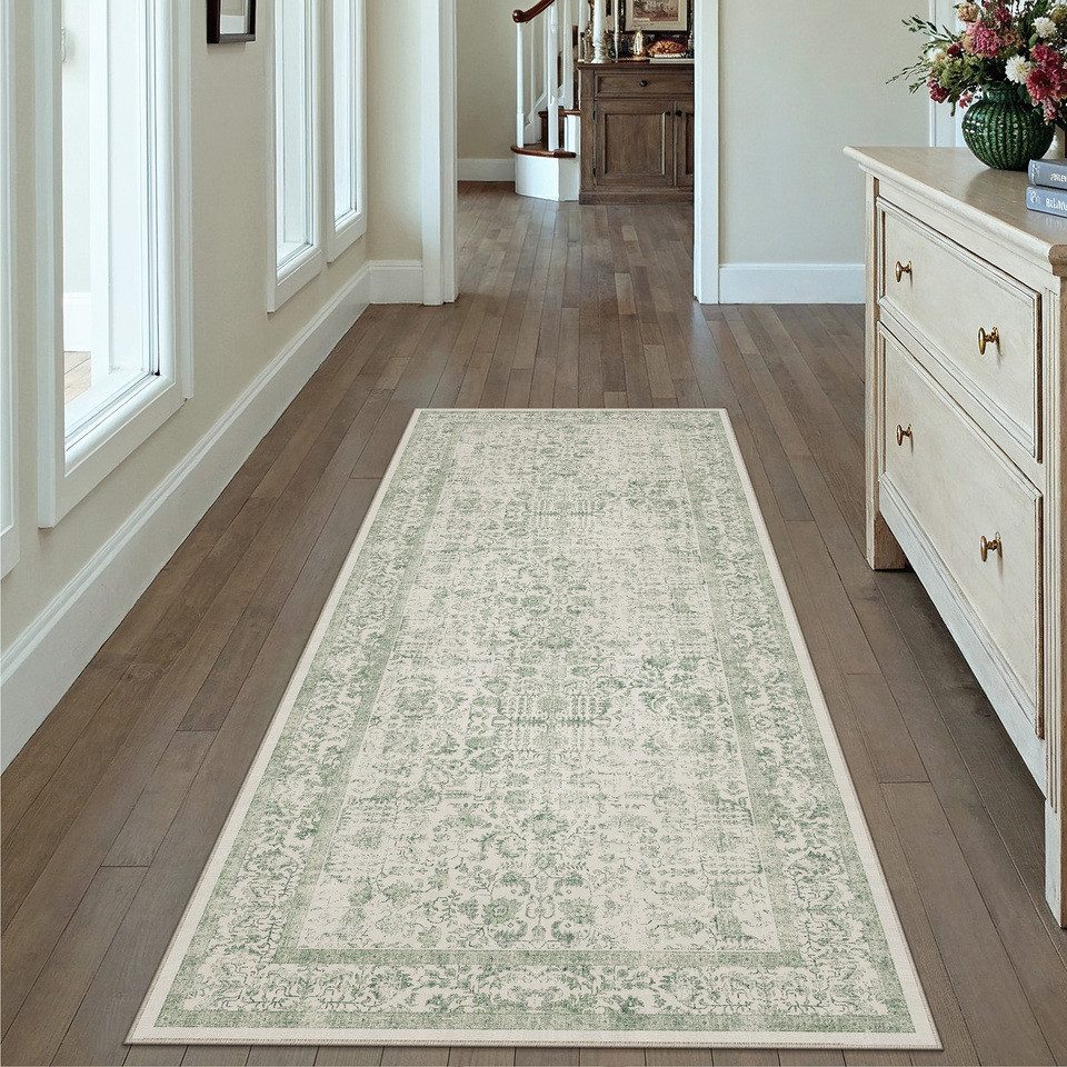 PURECOZY Teppich kurzflor, Wohnzimmerteppich, rutschfester Teppich, Vintage-Stil, rechteckig, Höhe: 6.1 mm, geeignet für verschiedene Innenräume