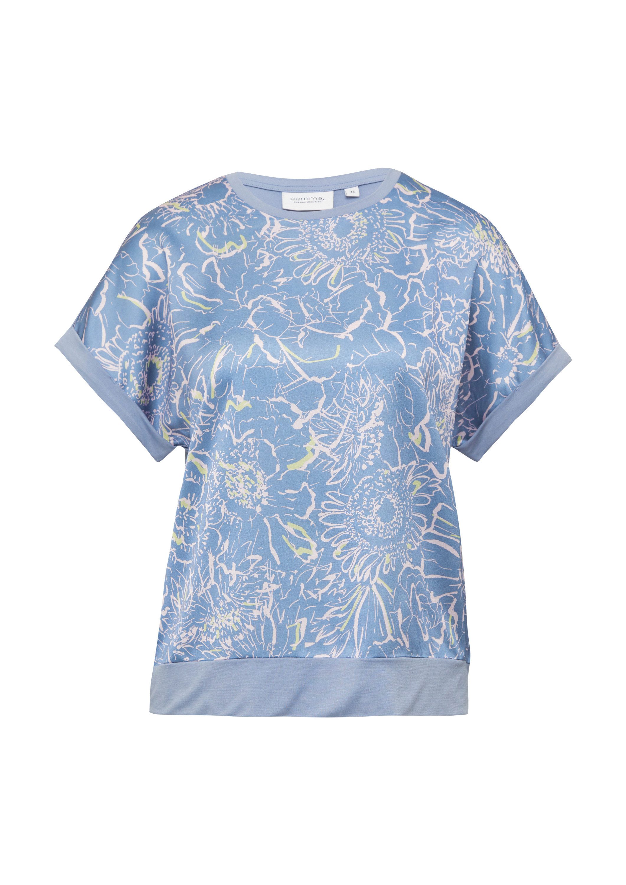 comma Kurzarmshirt T-Shirt T-Shirt im Fabricmix günstig online kaufen