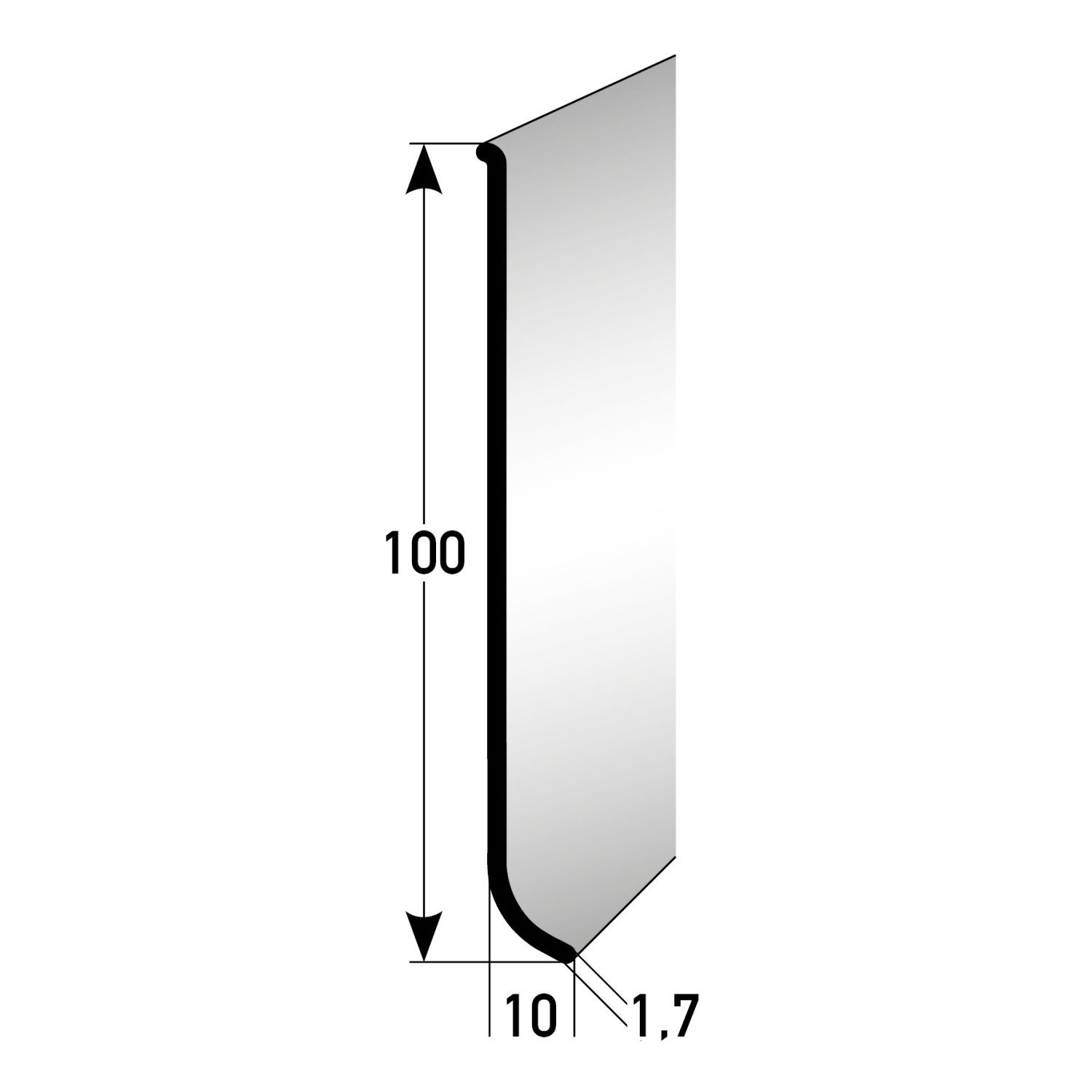 PROVISTON Sockelleiste 10 x 100 x 2500 mm Aluminium Fußleiste Silber Selbstklebend