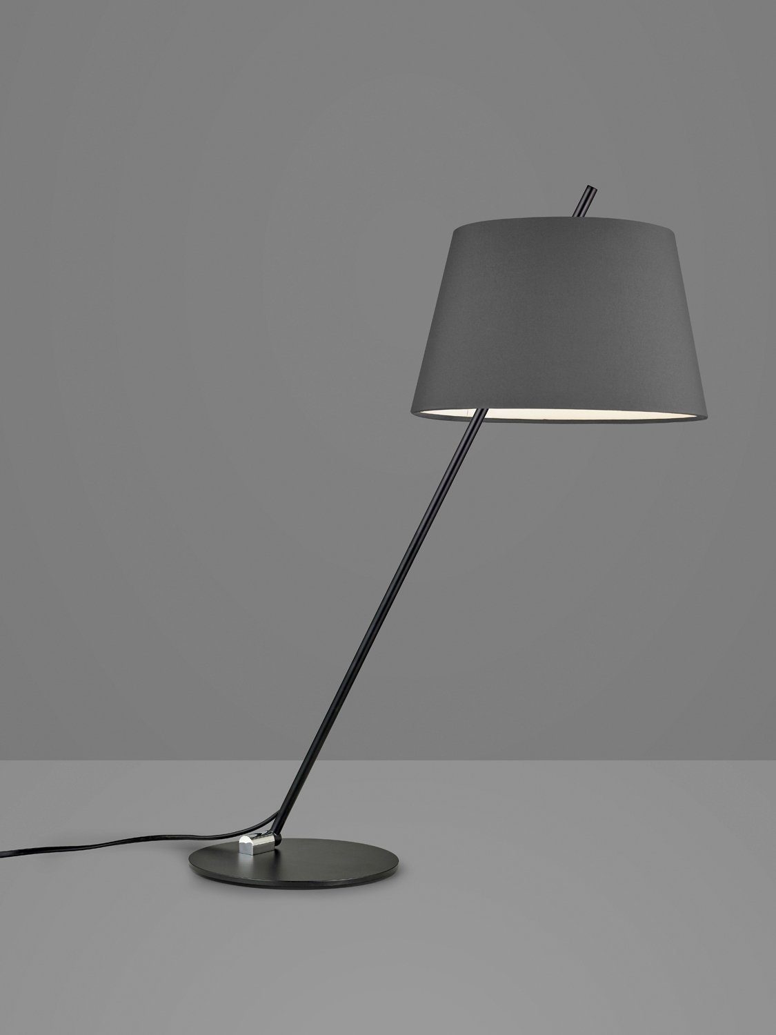 MONDO Tischleuchte GANTO, Anthrazit, Schwarz, Metall, Höhe 63 cm, ohne  Leuchtmittel, Stoffschirm, 1-flammig, Tischlampe