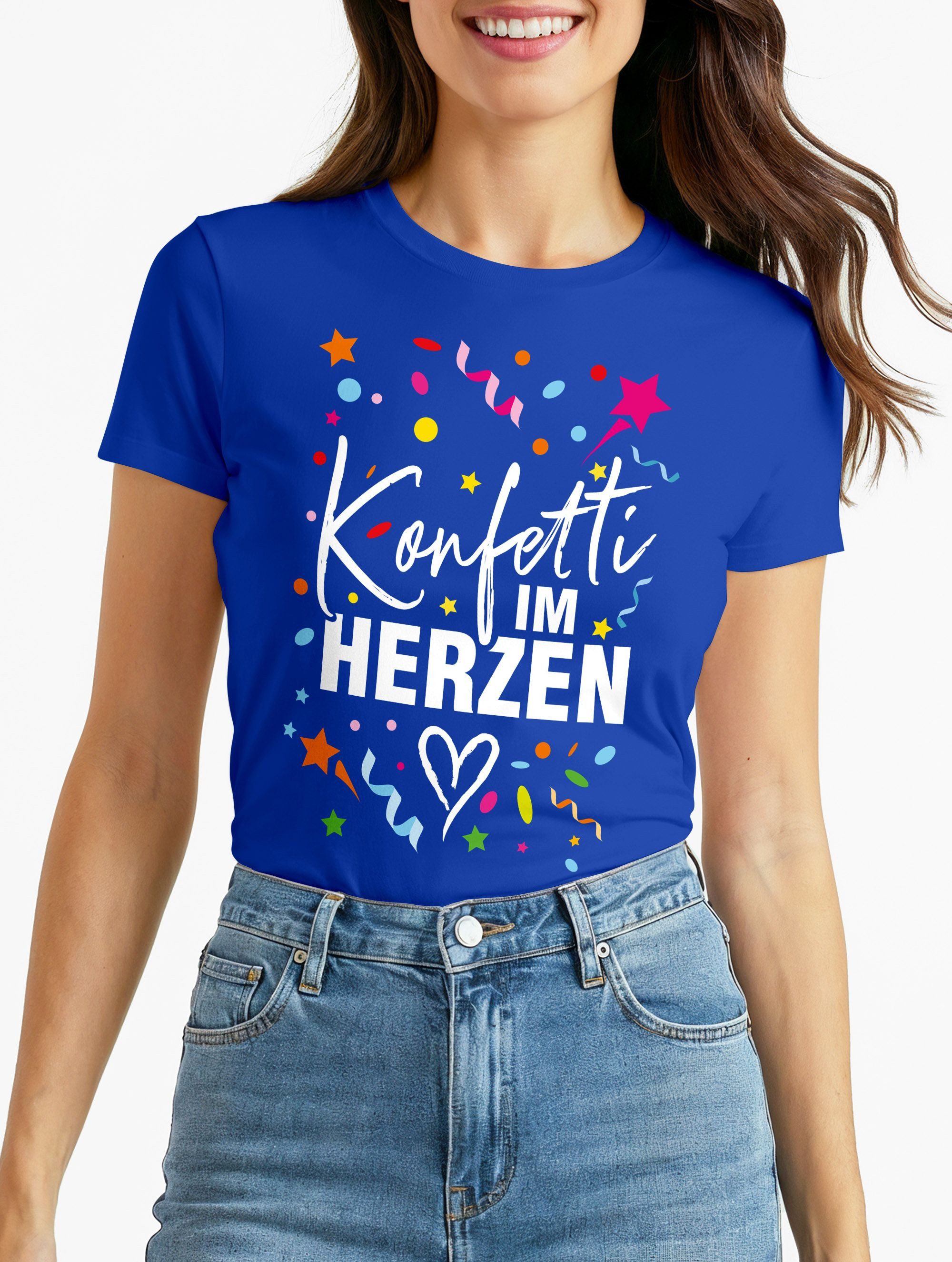 MoonWorks Print-Shirt Damen T-Shirt Fasching Karneval Konfetti im Herzen Ko günstig online kaufen
