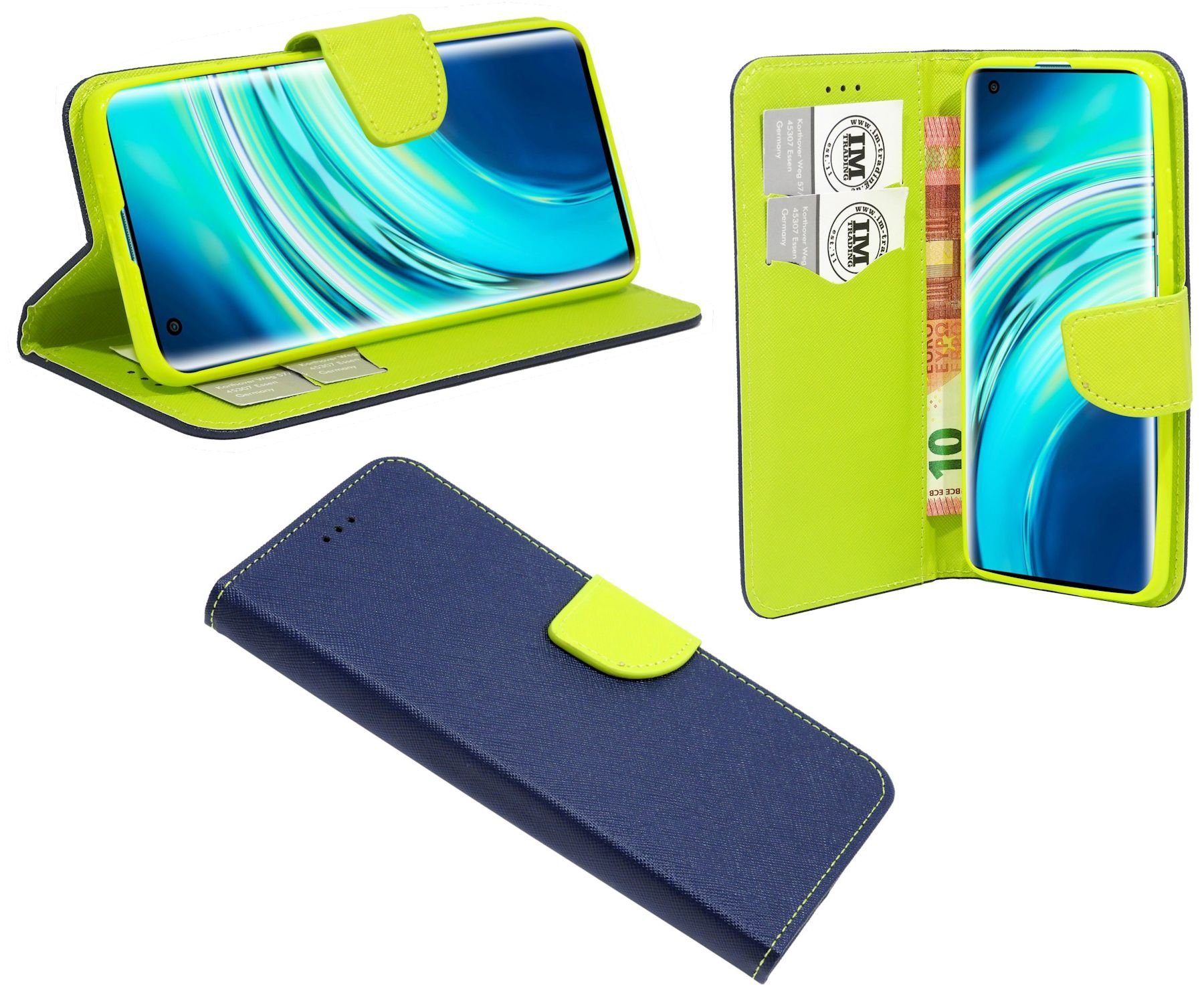 cofi1453 Handyhülle Hülle Tasche für Xiaomi Mi 10 Pro, Kunstleder Schutzhülle Handy Wallet Case Cover mit Kartenfächern, Standfunktion Schwarz
