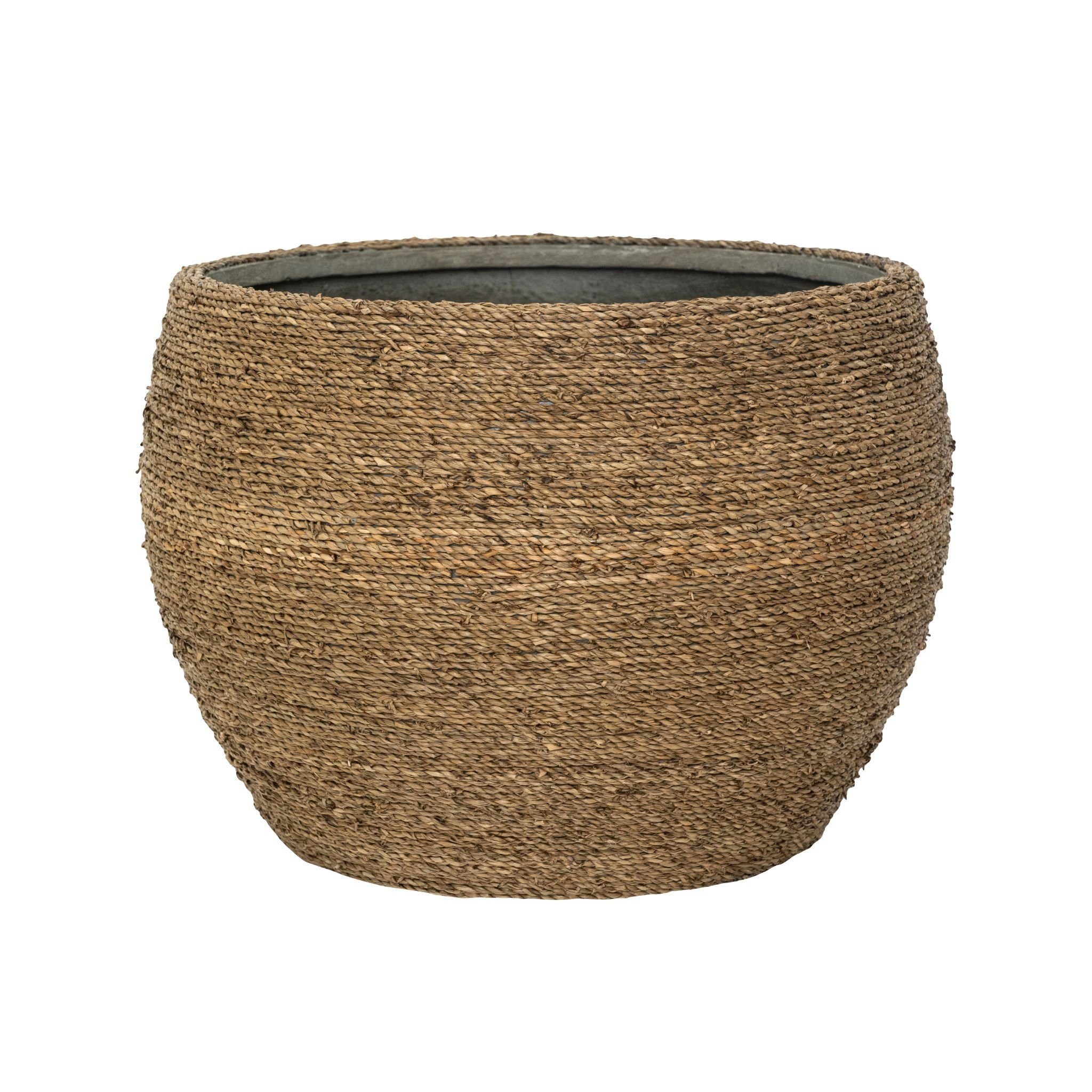 finestgreen Pflanzkübel Abby Straw Grass handgewebter Pflanzkorb