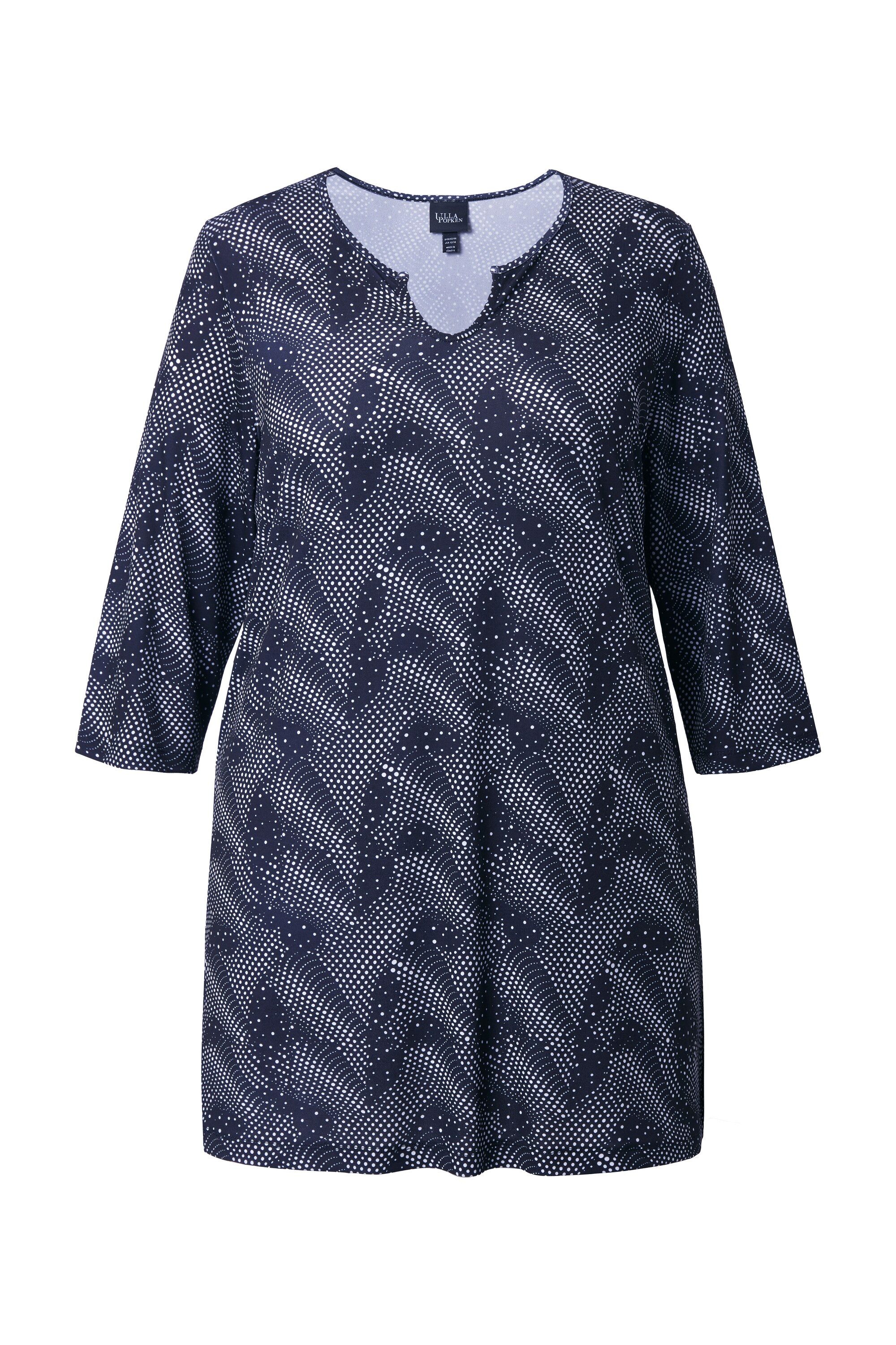 Ulla Popken Longshirt Longshirt A-Linie Tunika-Ausschnitt 3/4-Arm günstig online kaufen